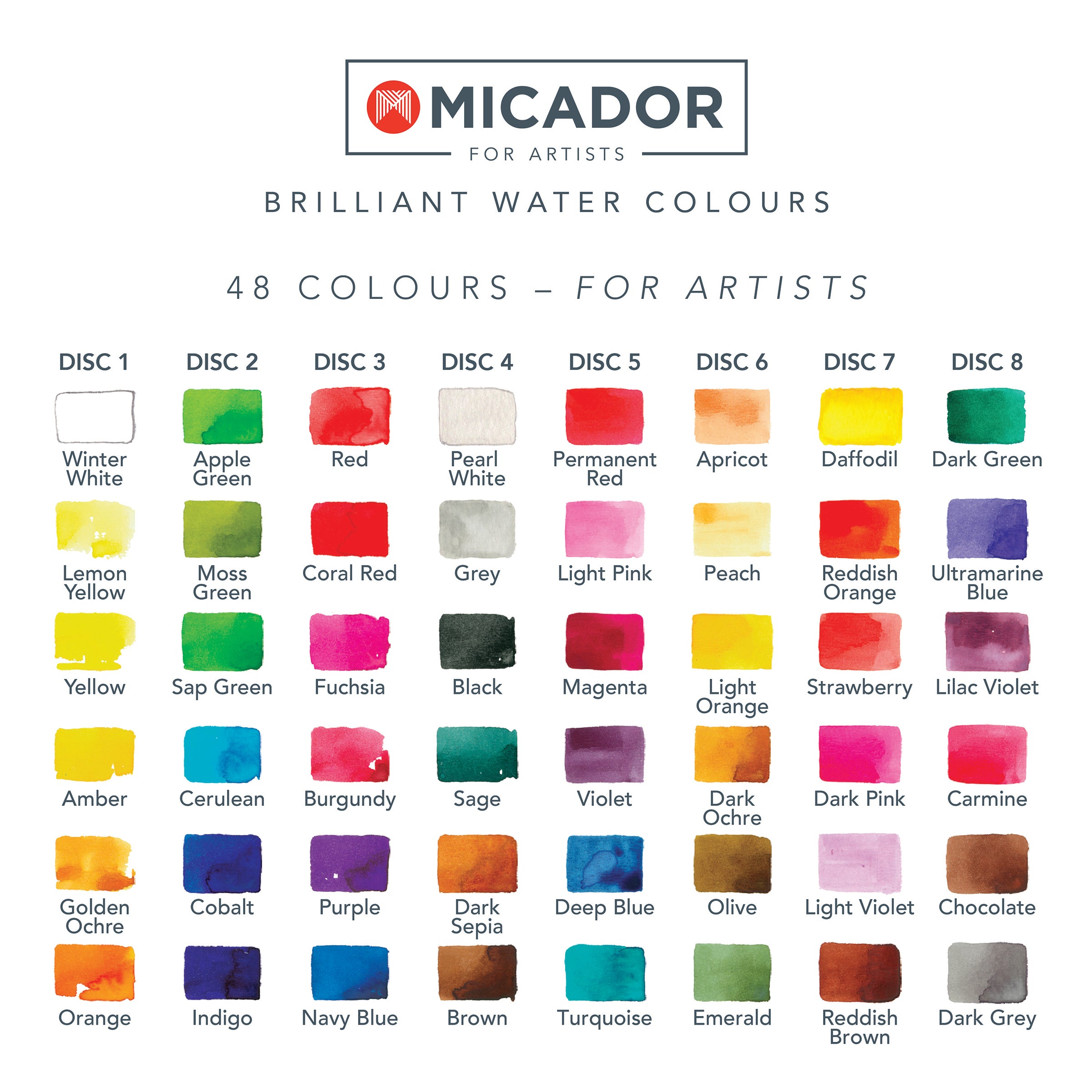Watercolour Disc- 48 Brilliant  Micador For Artists