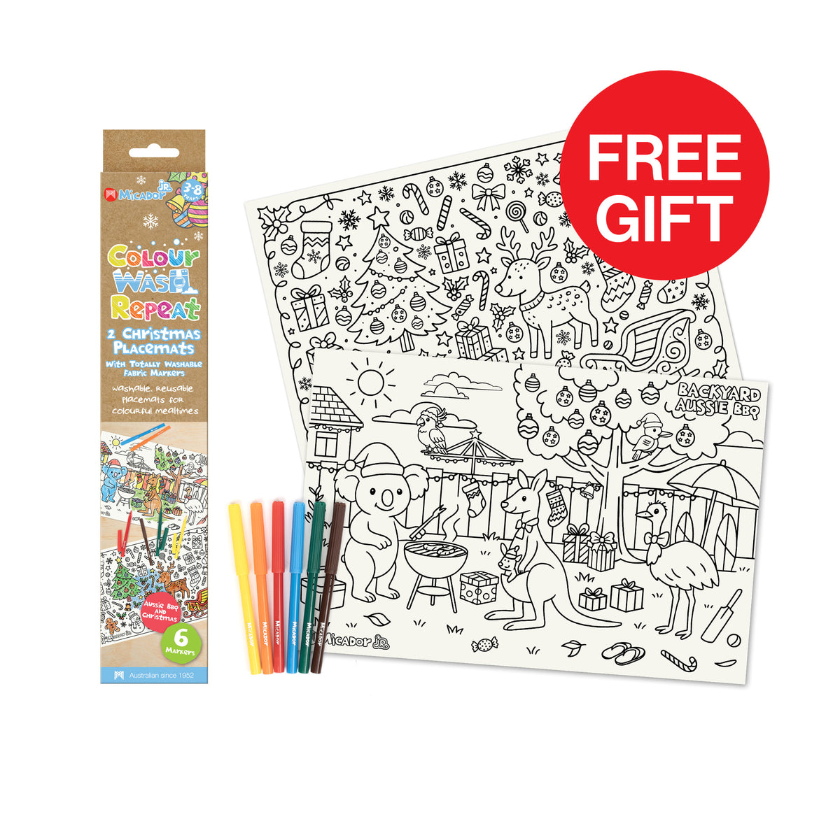 Colour Wash Repeat Christmas Placemats, 450x300mm, Pack 2, Micador jR.