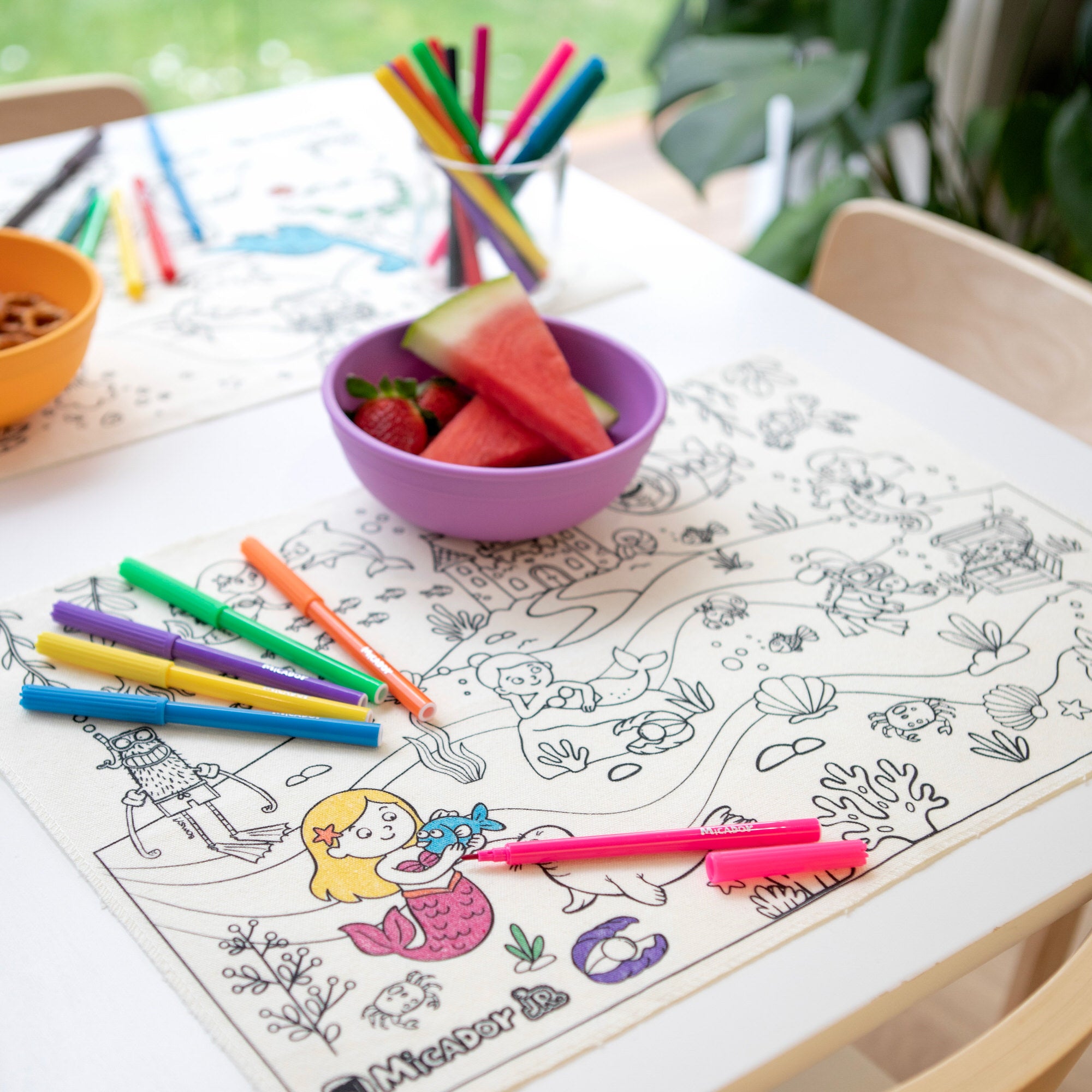 Colour, Wash, Repeat Placemats, Mermaids and Backyard, Pack 2, Micador jR.