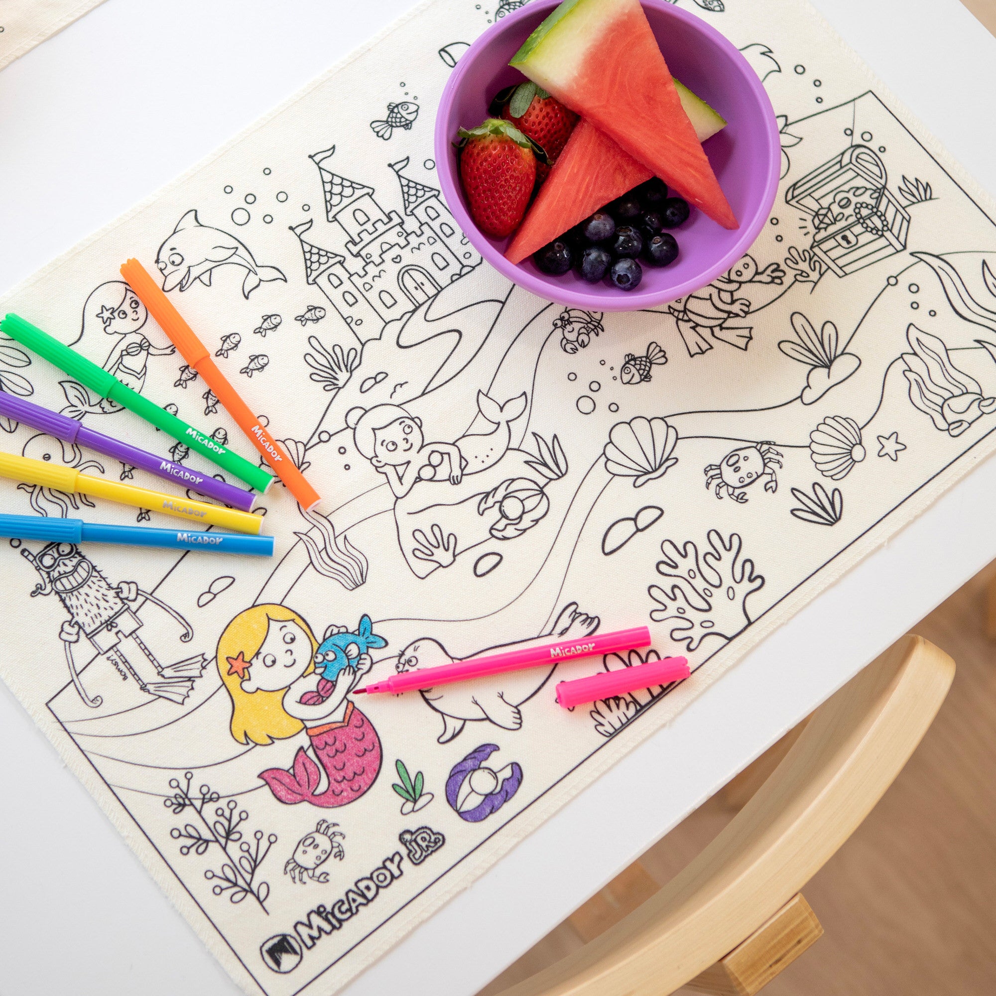 Colour, Wash, Repeat Placemats, Mermaids and Backyard, Pack 2, Micador jR.