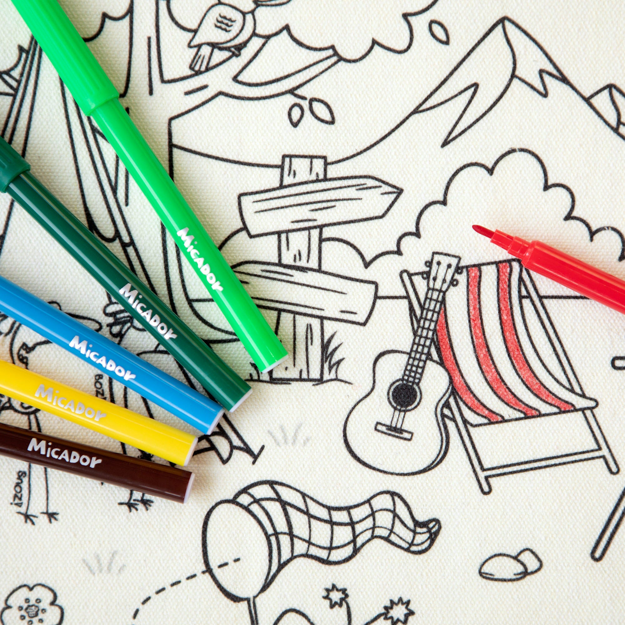 Colour, Wash, Repeat Placemats, Dinosaurs and Camping, Pack 2, Micador jR.