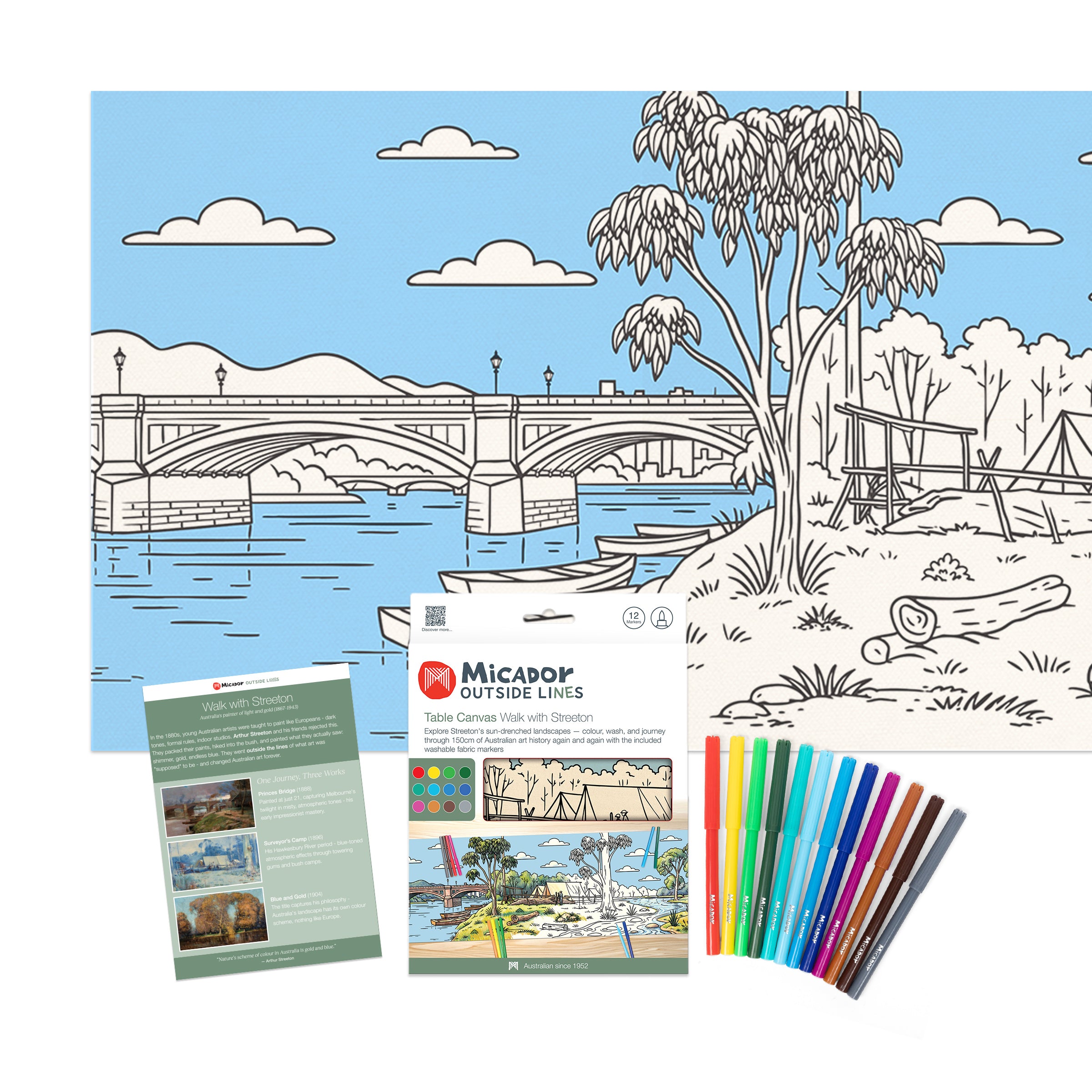 Walk with Streeton Table Canvas, 1500 x 450mm, Micador Outside Lines