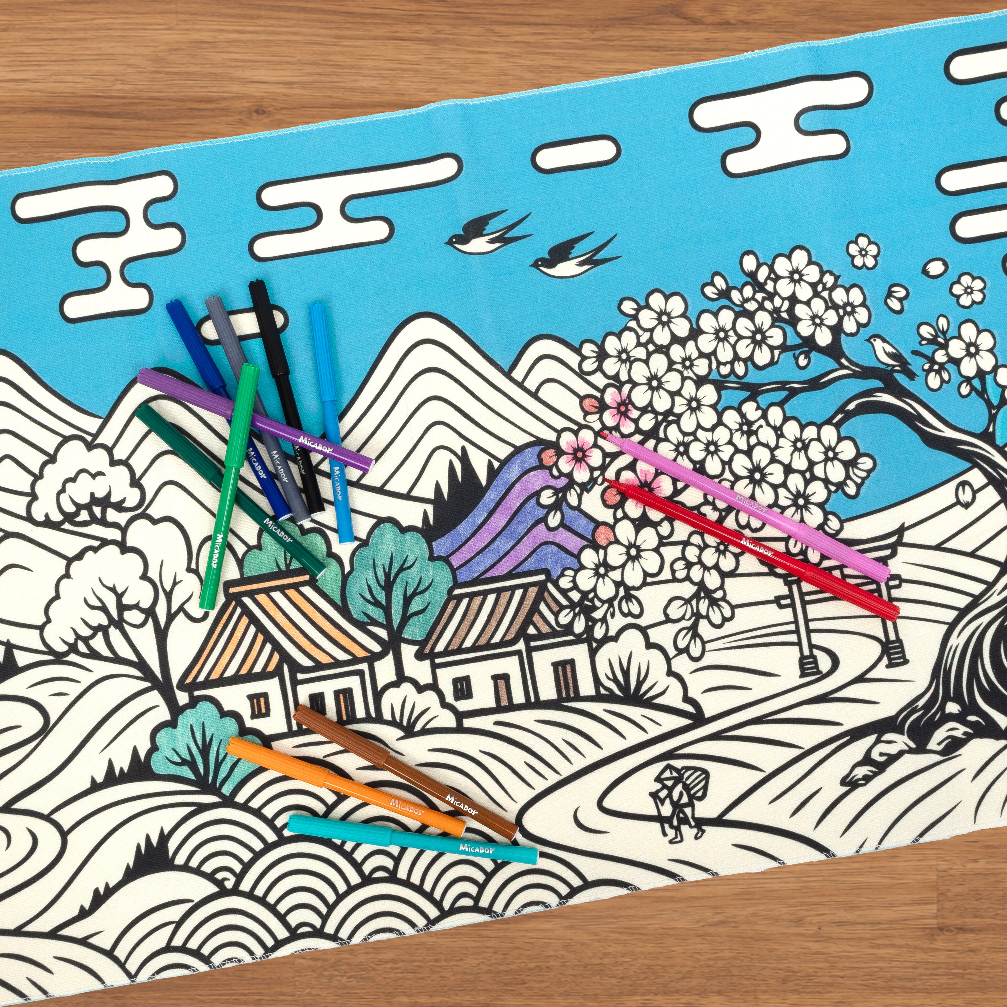 Walk through Ukiyo-e Table Canvas, 1500 x 450mm, Micador Outside Lines