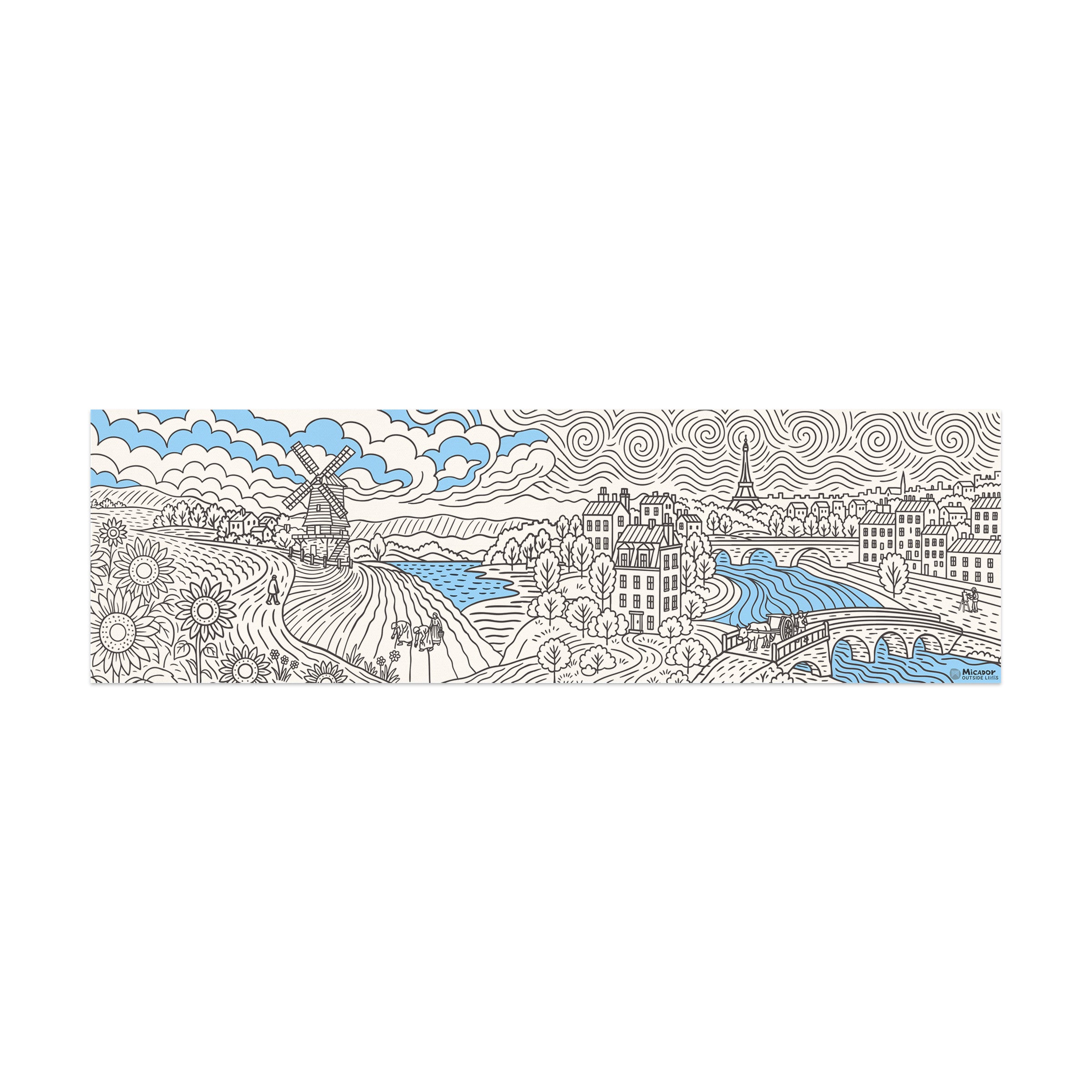 Walk with Van Gogh Table Canvas, 1500 x 450mm, Micador Outside Lines
