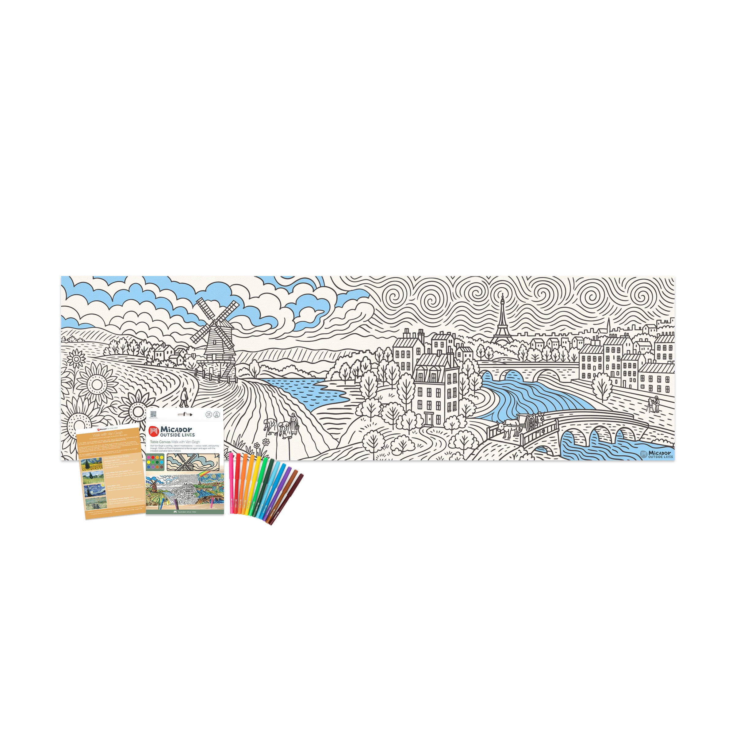 Walk with Van Gogh Table Canvas, 1500 x 450mm, Micador Outside Lines