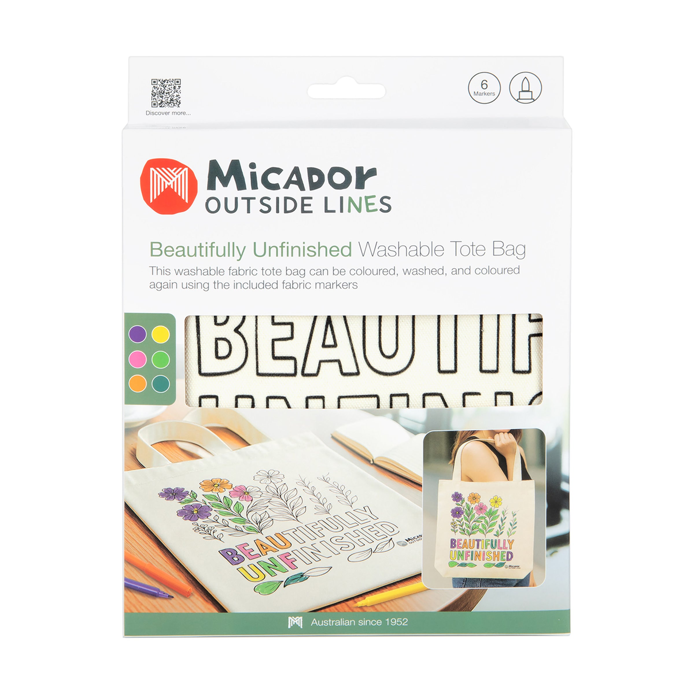 Outside Lines Tote Bag Beautifully Unfinished, Micador Outside Lines