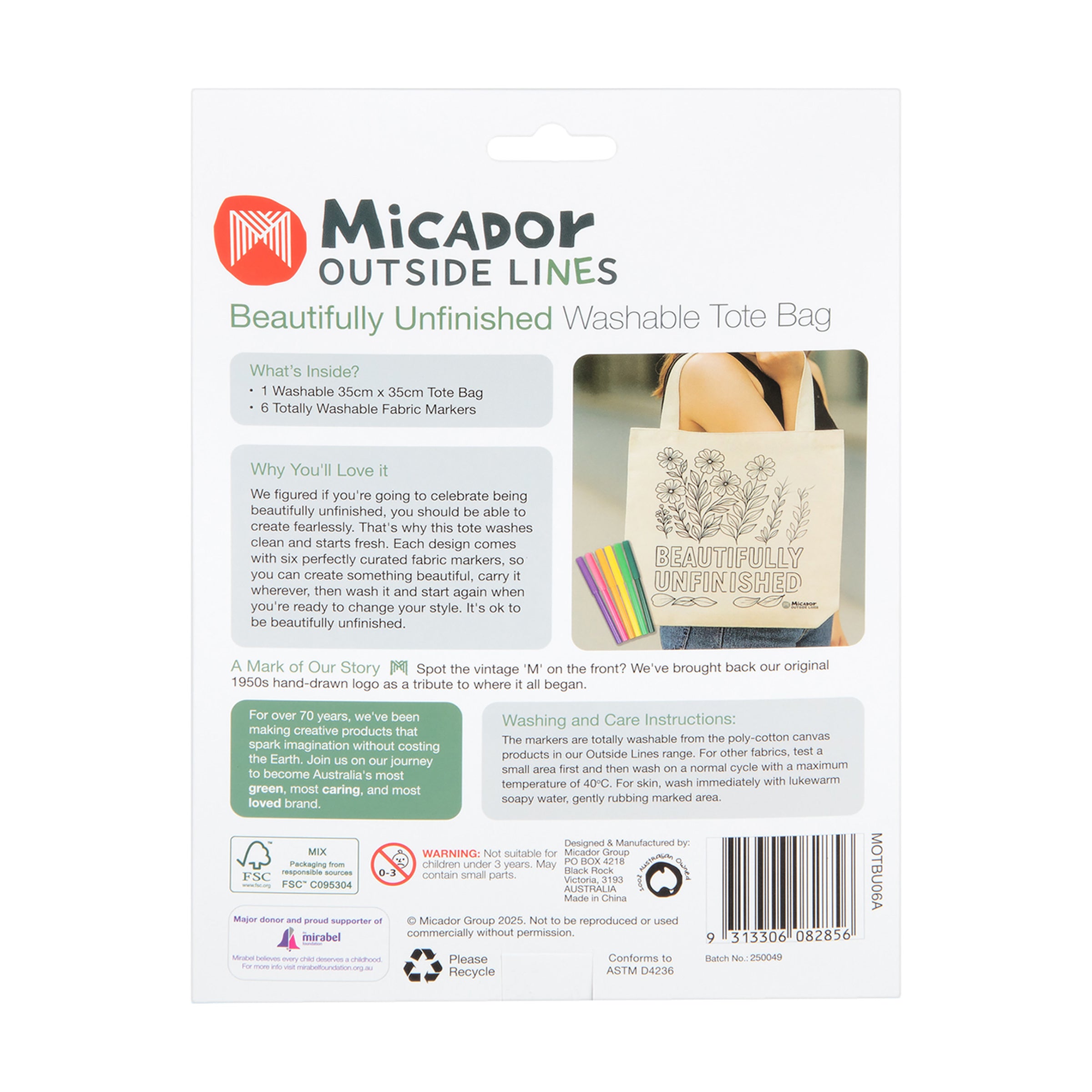 Outside Lines Tote Bag Beautifully Unfinished, Micador Outside Lines