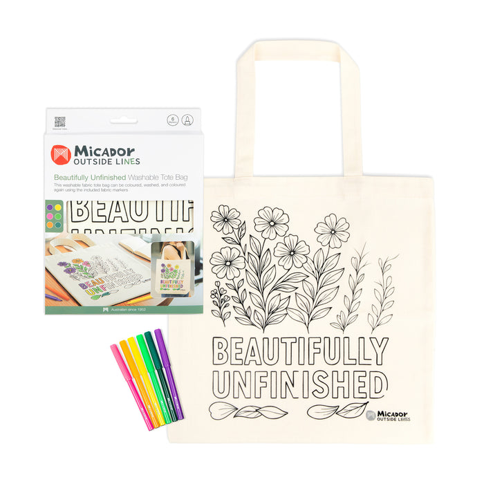 Outside Lines Tote Bag Beautifully Unfinished | Washable Fabric Art