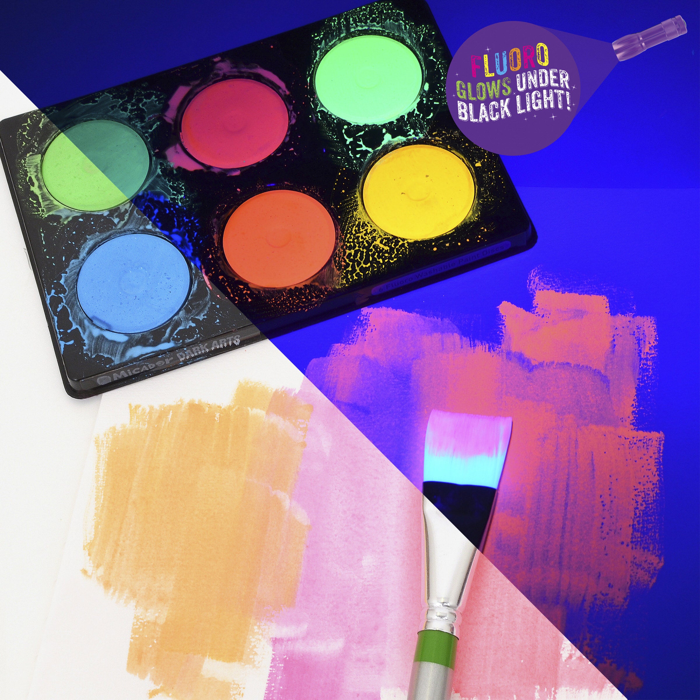 Neon Washable Paint, 6 Discs  Dark Arts