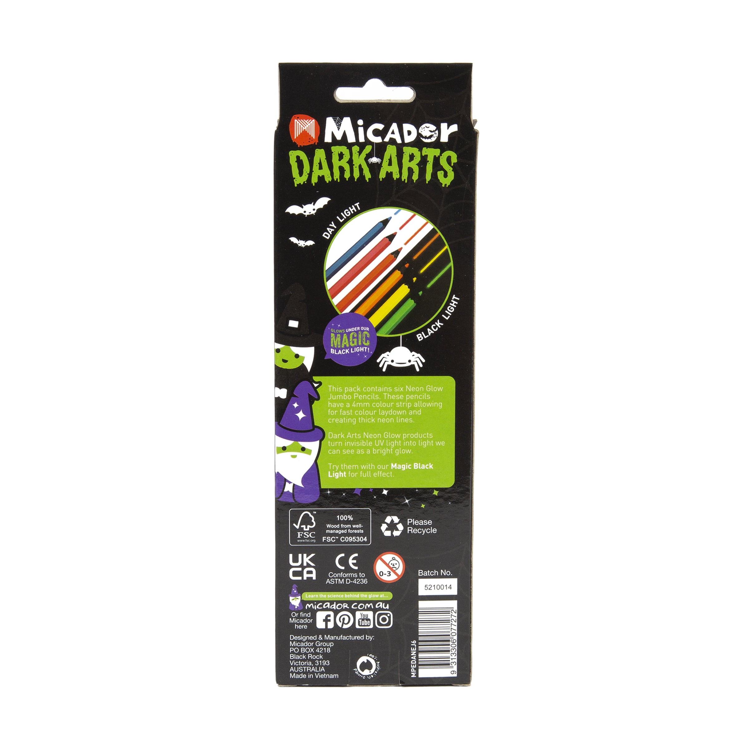 Dark Arts Neon Jumbo Crayons 6Pk