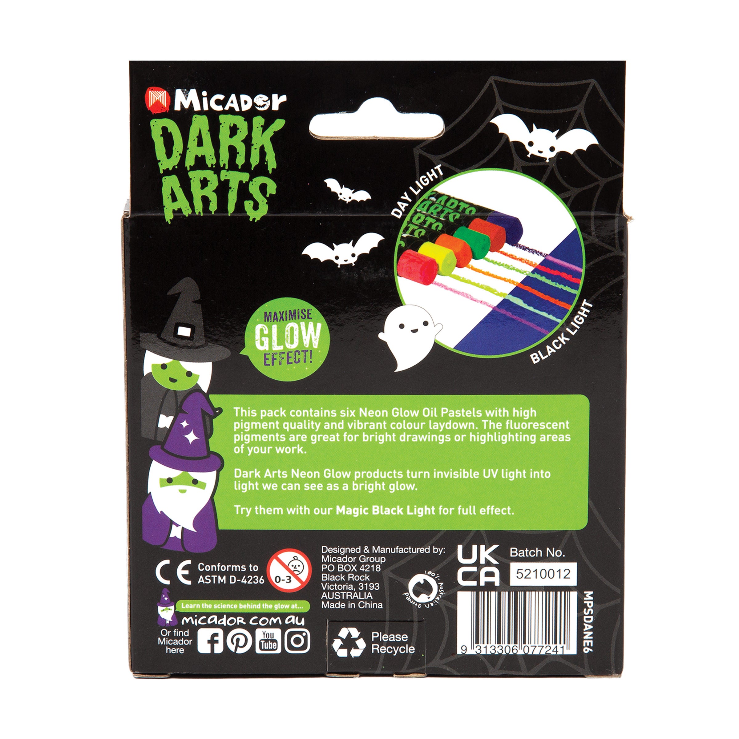 Dark Arts Neon Super Jumbo Crayons 6Pk