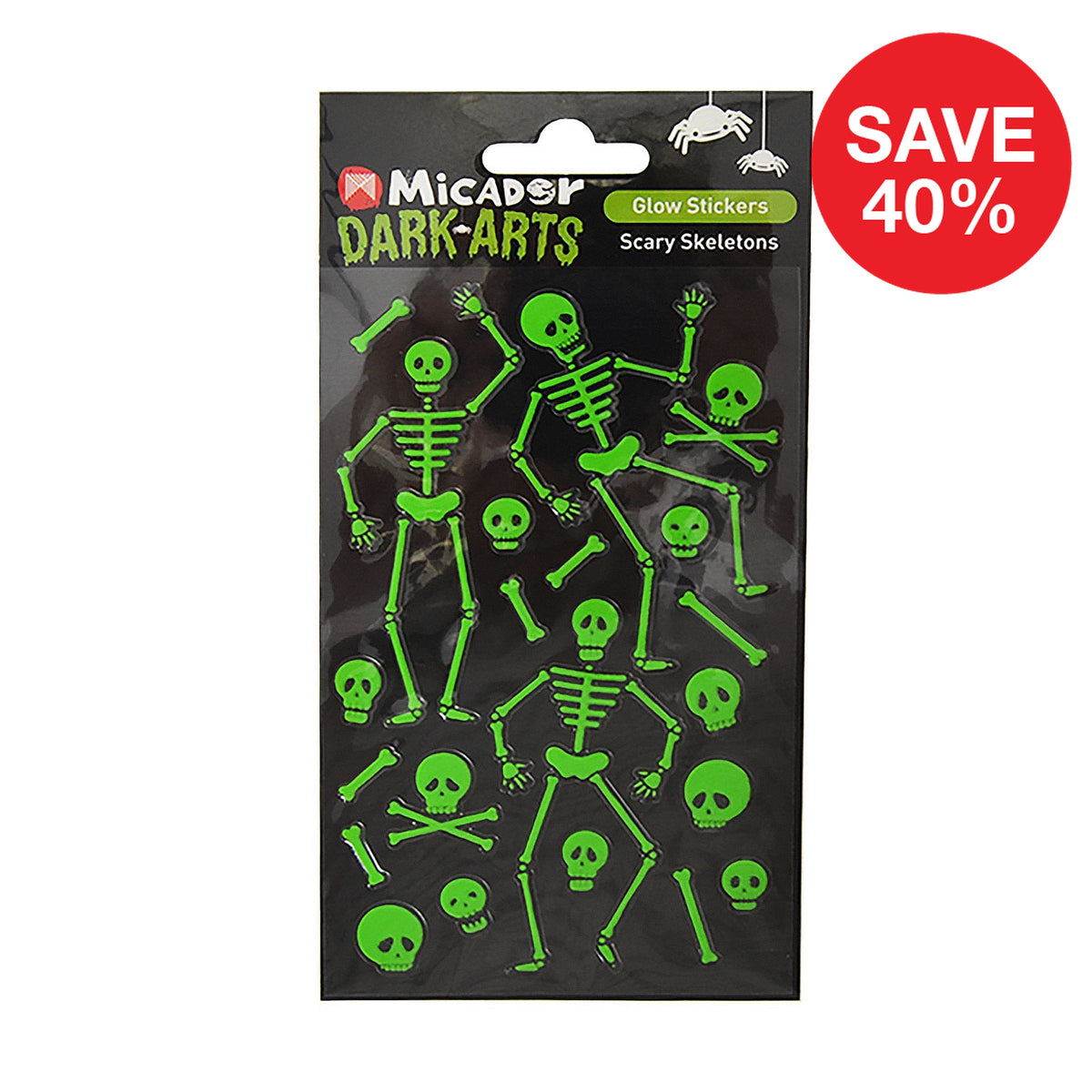 Micador Dark Arts Glow Stickers Scary Skeletons, save 40%