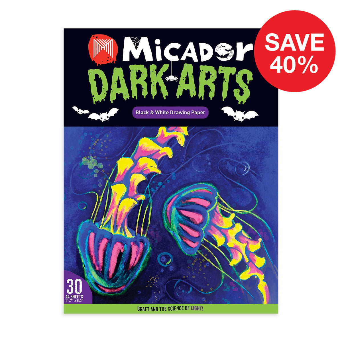 Micador Dark Arts Black and White Drawing Paper A4 Pad, save 40%