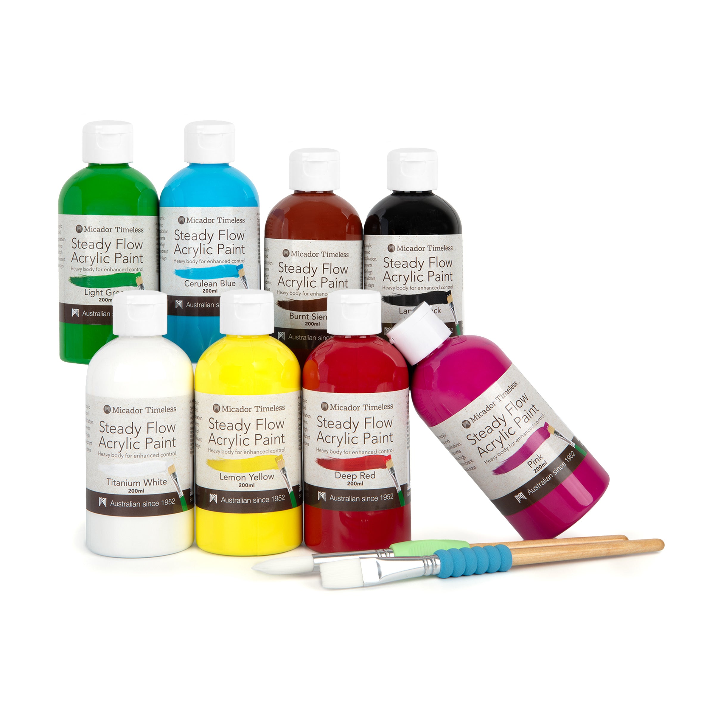 Acrylic Paint, Steady Flow, Deep Red 200ml Micador Timeless