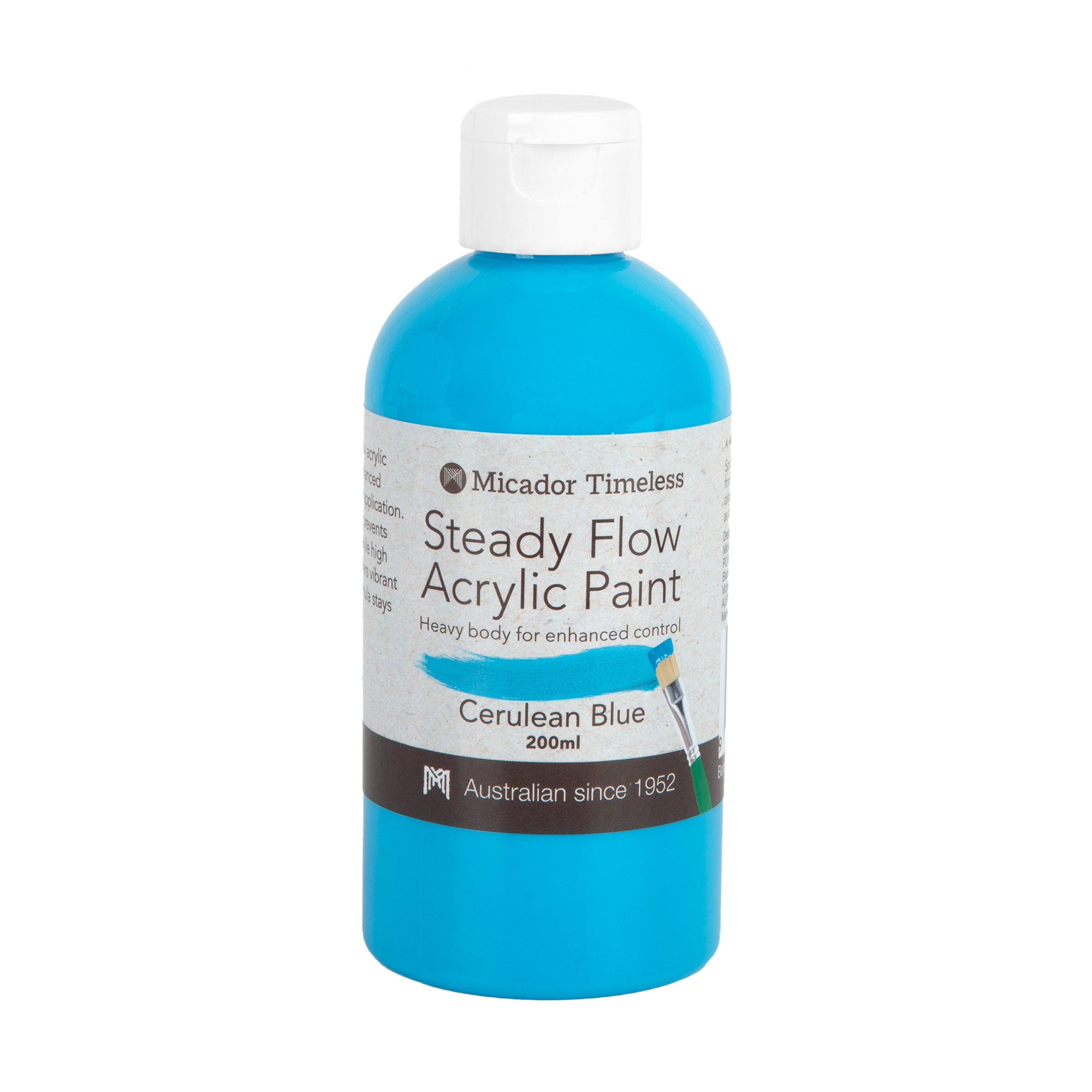 Acrylic Paint, Steady Flow, Cerrulean Blue 200ml Micador Timeless