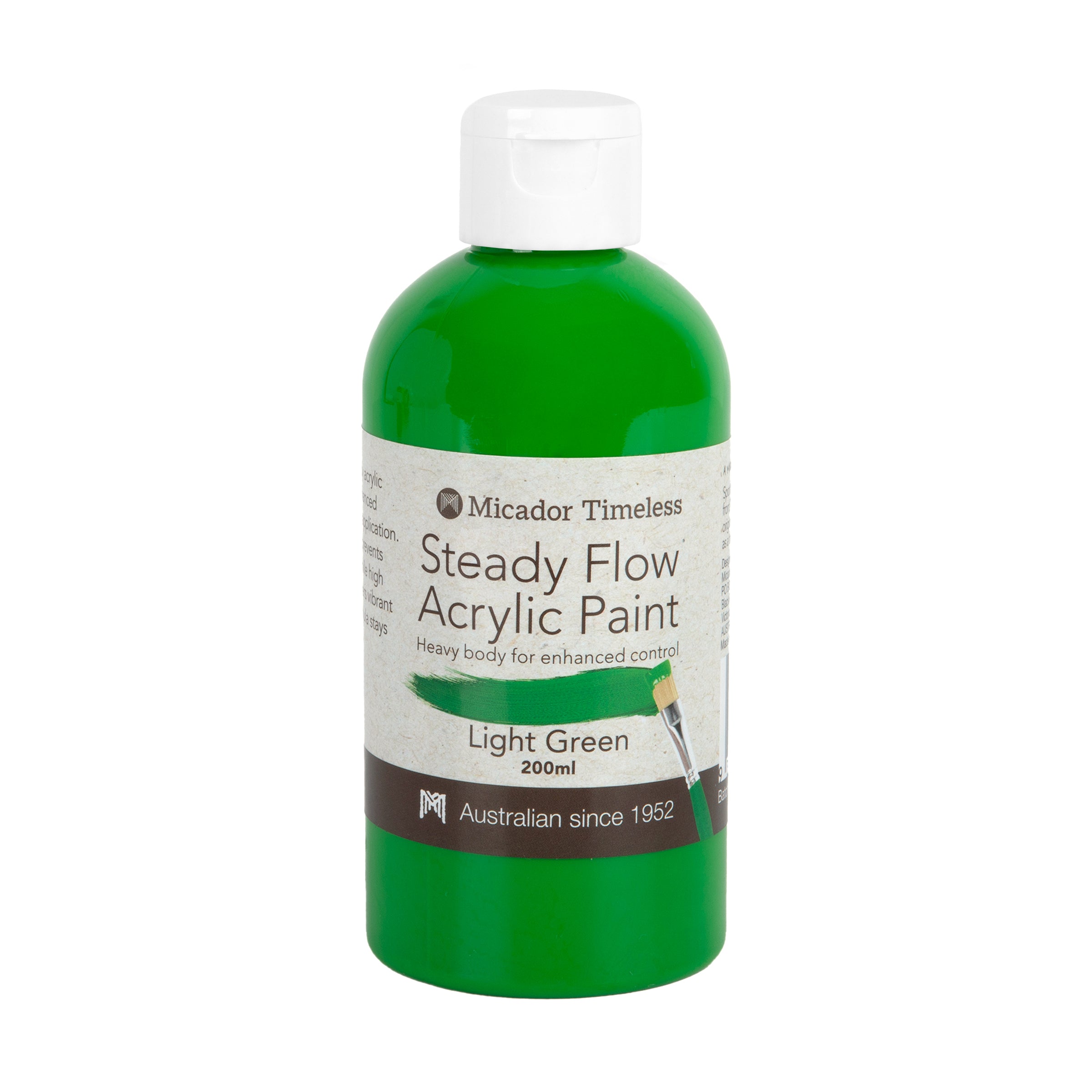 Acrylic Paint, Steady Flow, Light Green 200ml Micador Timeless