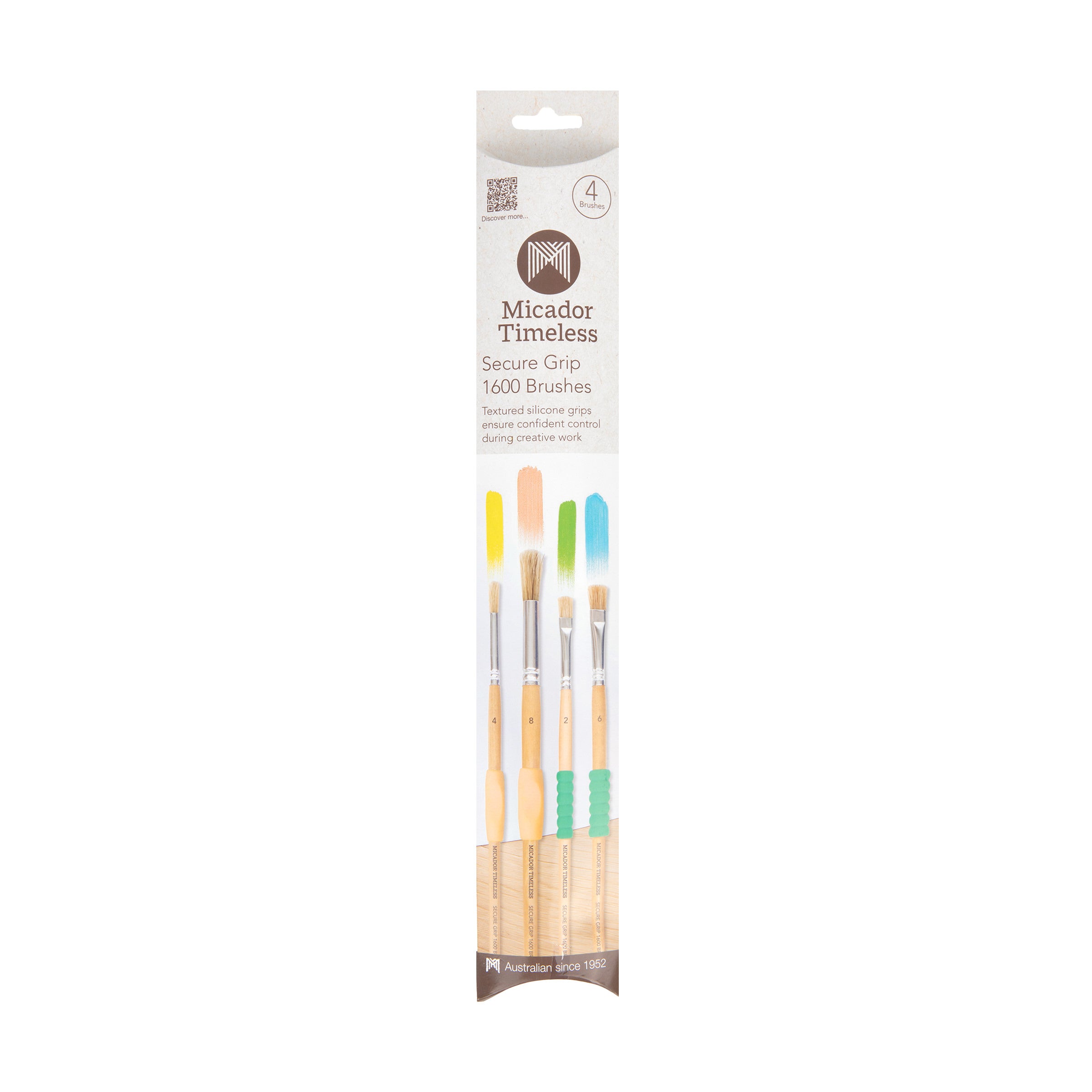 Secure Grip 1600 Brushes, Pack of 4, FSC 100%, Micador Timeless