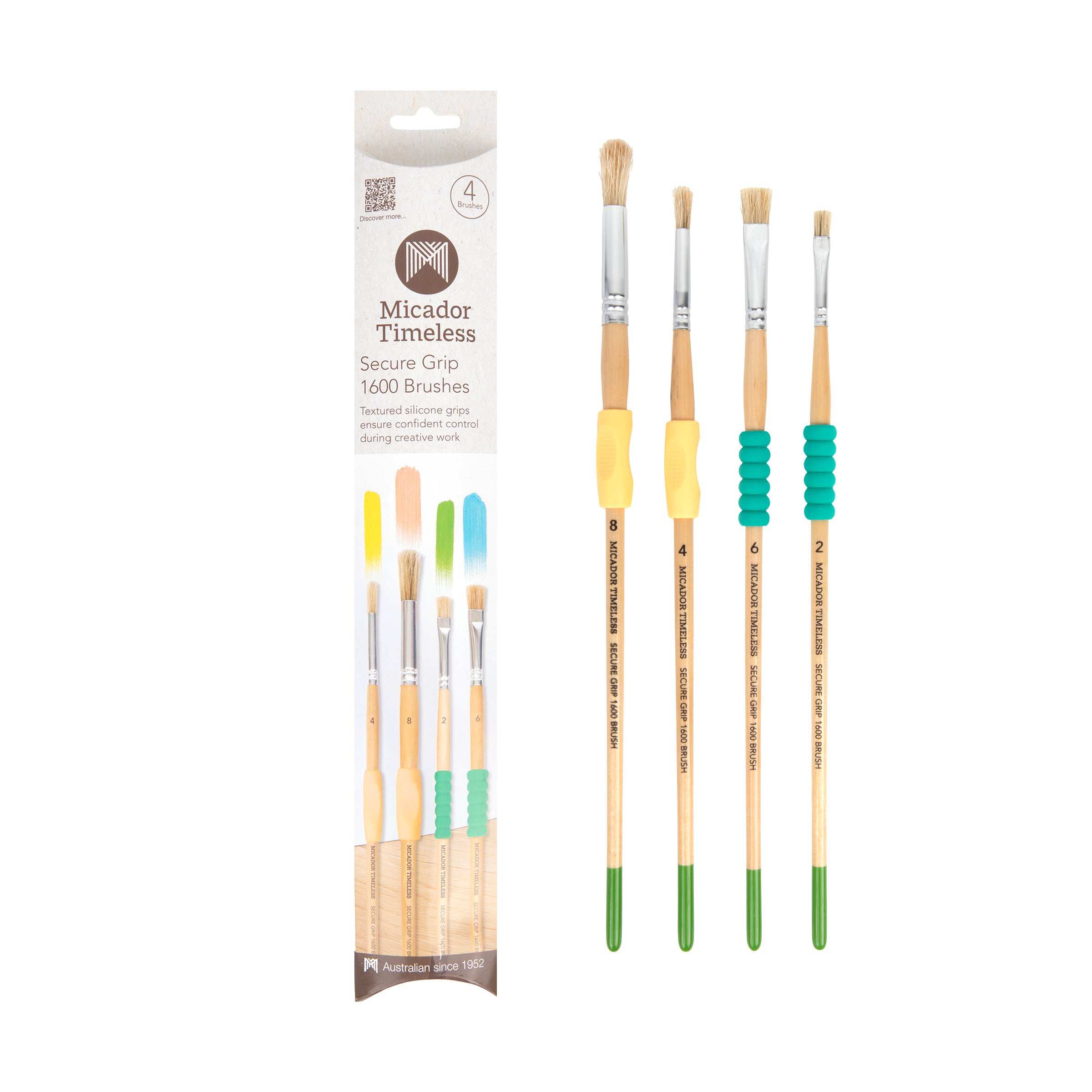 Secure Grip 1600 Brushes, Pack of 4, FSC 100%, Micador Timeless