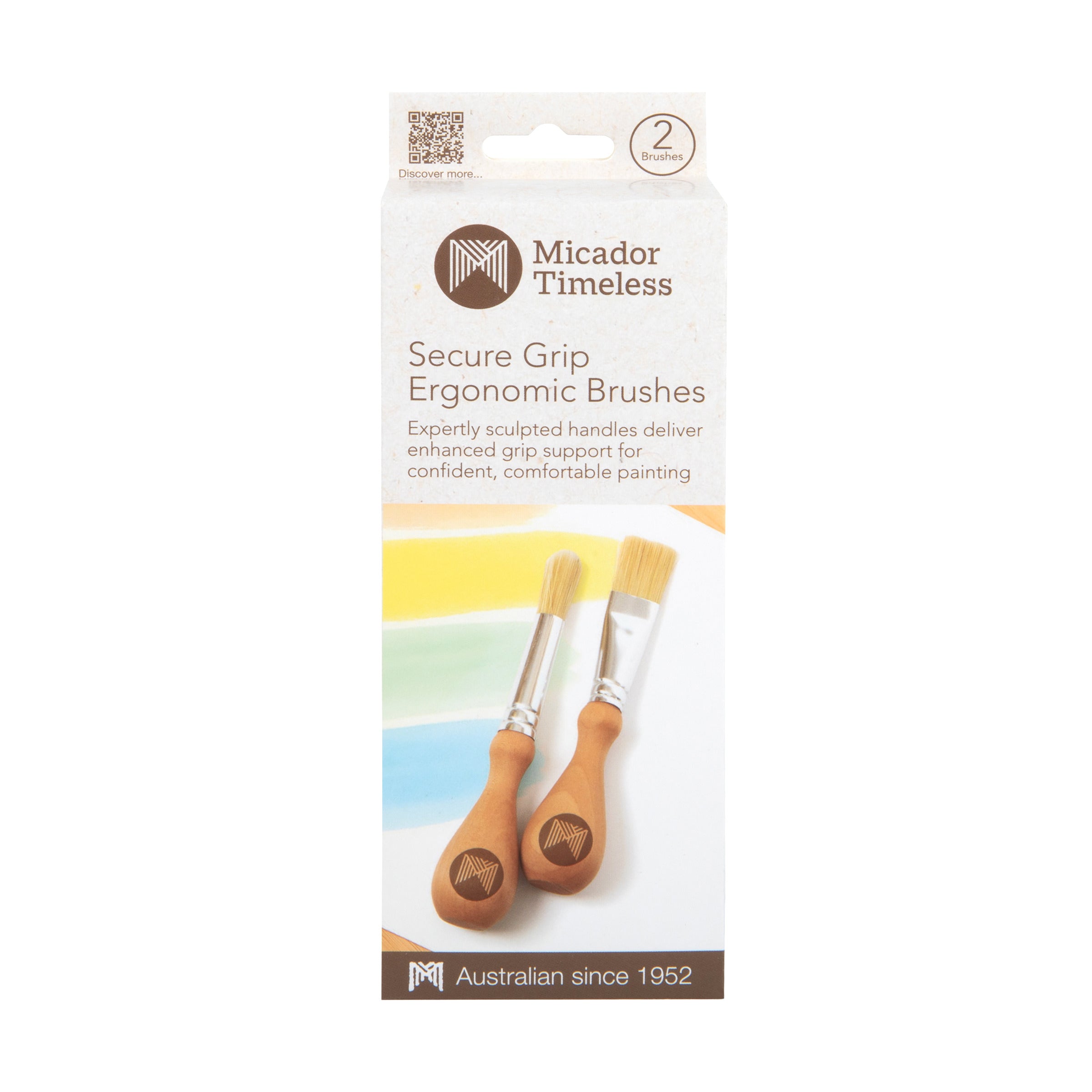 Secure Grip Ergonomic Brushes, Pack of 2, FSC 100%, Micador Timeless