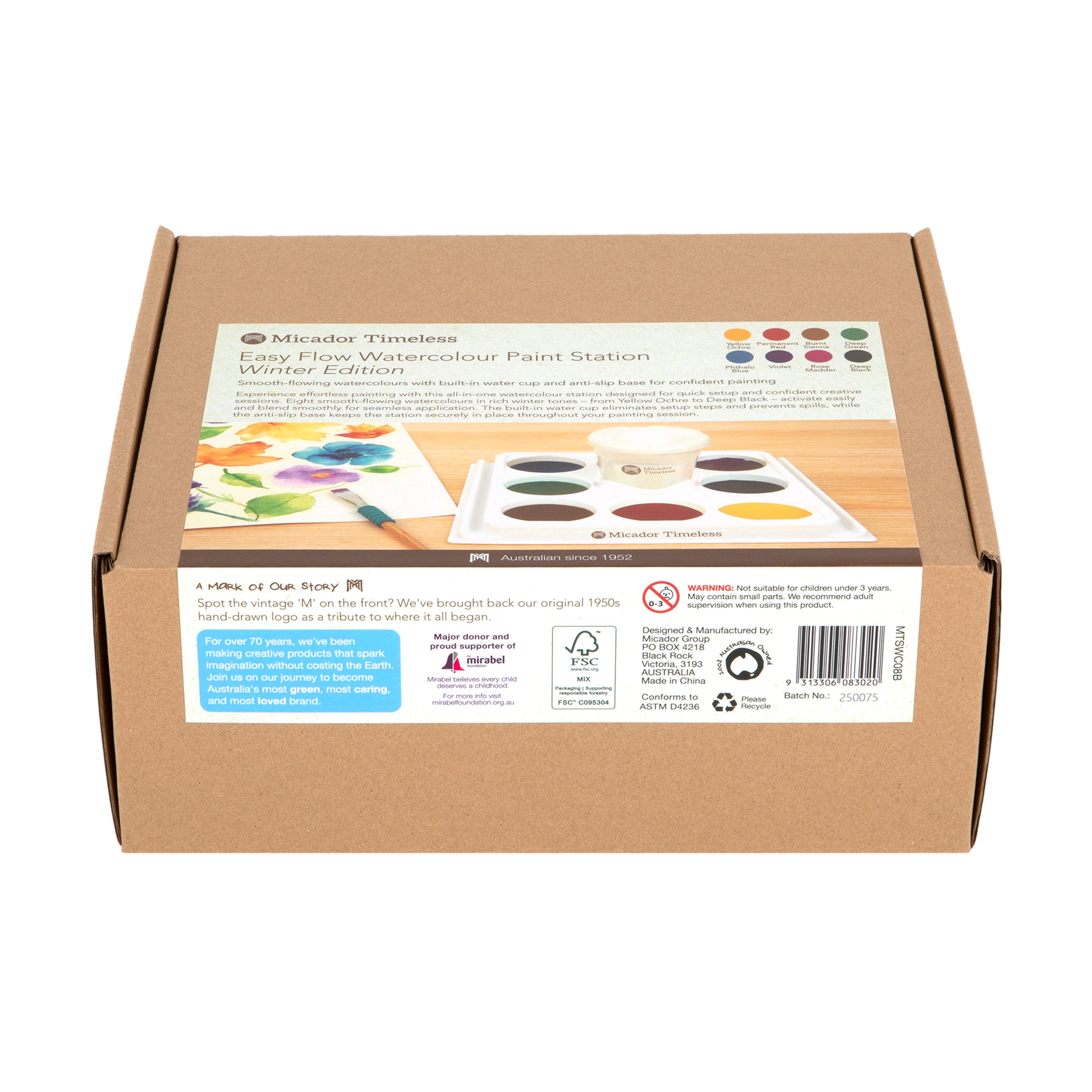 Easy Flow Watercolour Paint Station, Winter Selection, Disc 8, Micador Timeless
