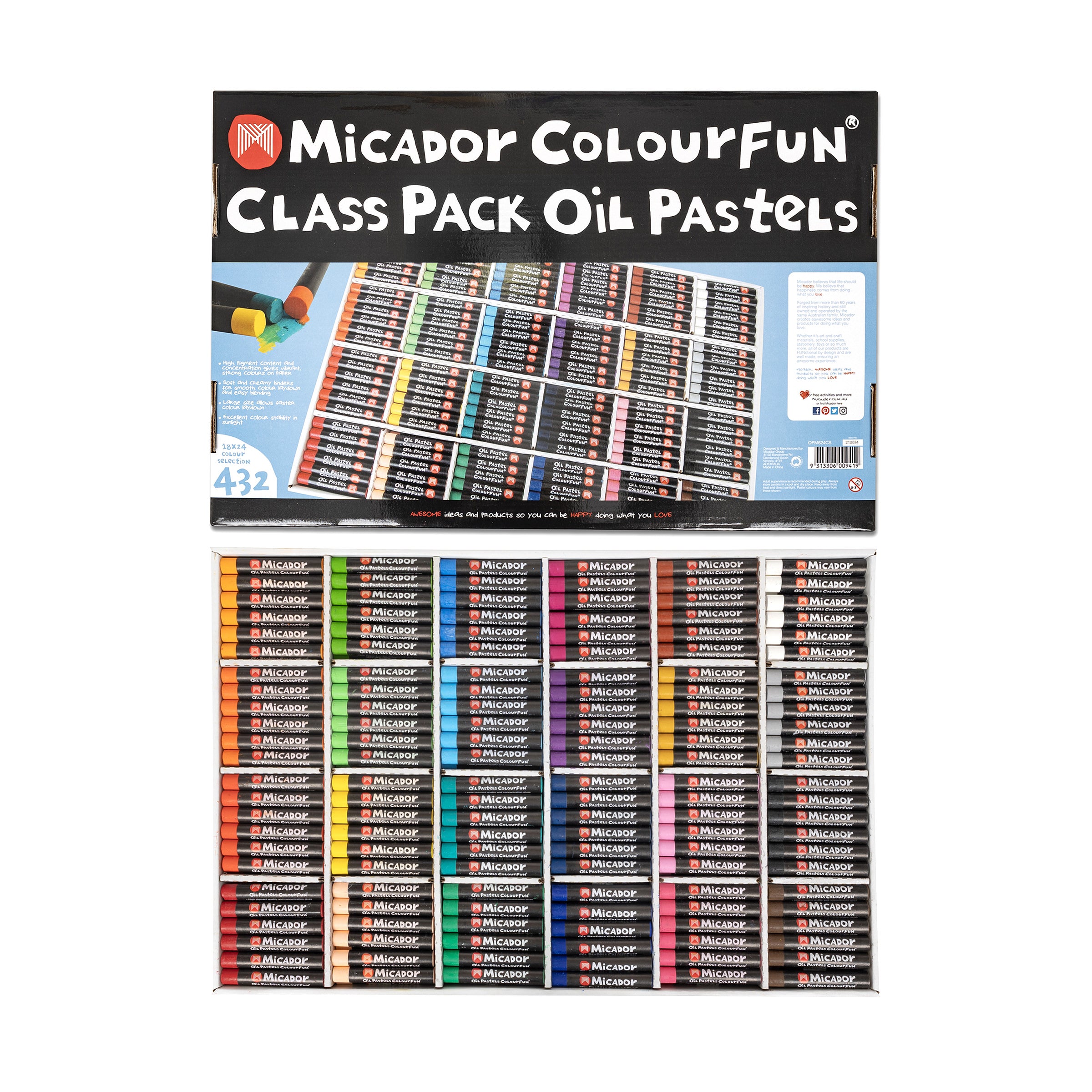 Micador Oil Pastels Class Packs Colourfun 432Pk