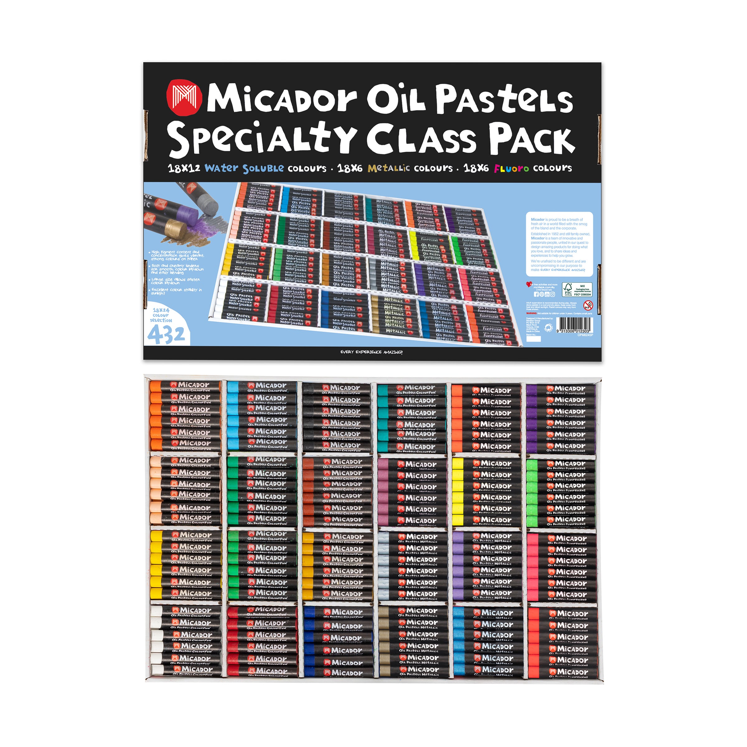 Micador Oil Pastels Class Packs Specialty 432Pk