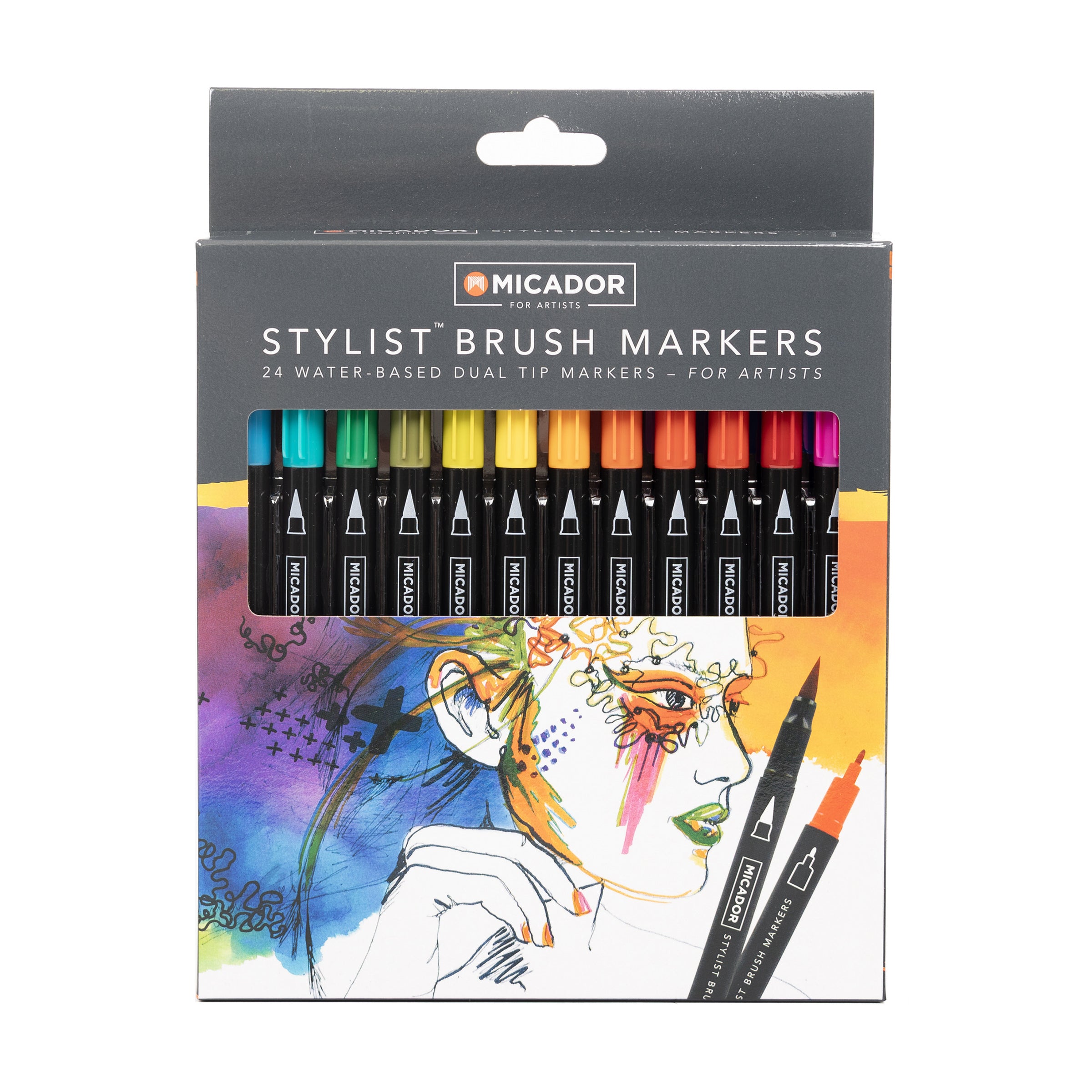 Stylist Brush Markers, Box 24,  Micador For Artists