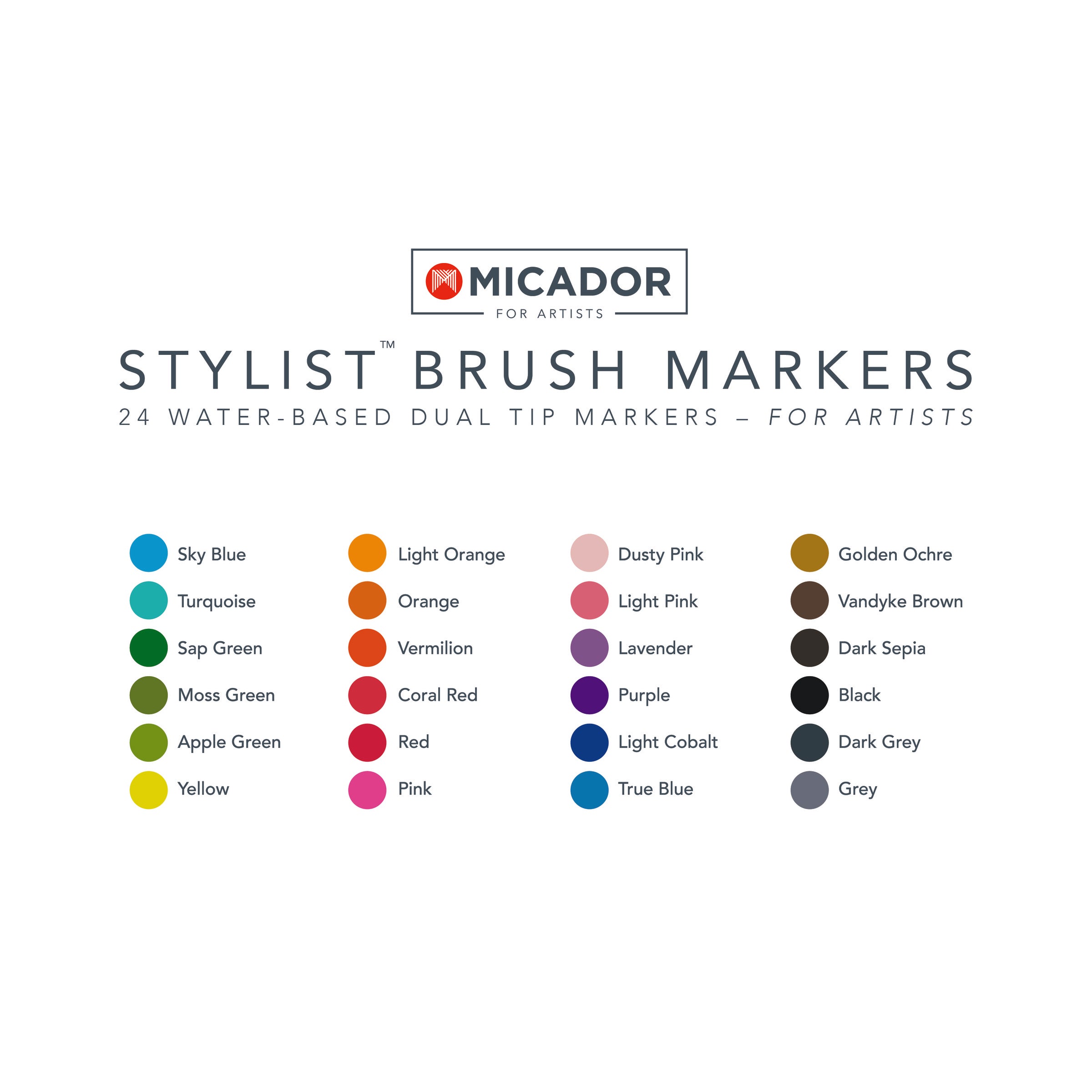 Stylist Brush Markers, Box 24,  Micador For Artists