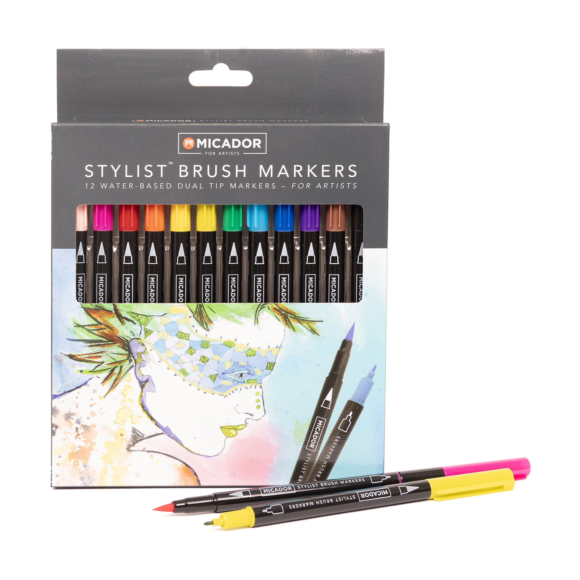 Stylist Brush Markers, Box 12  Micador For Artists
