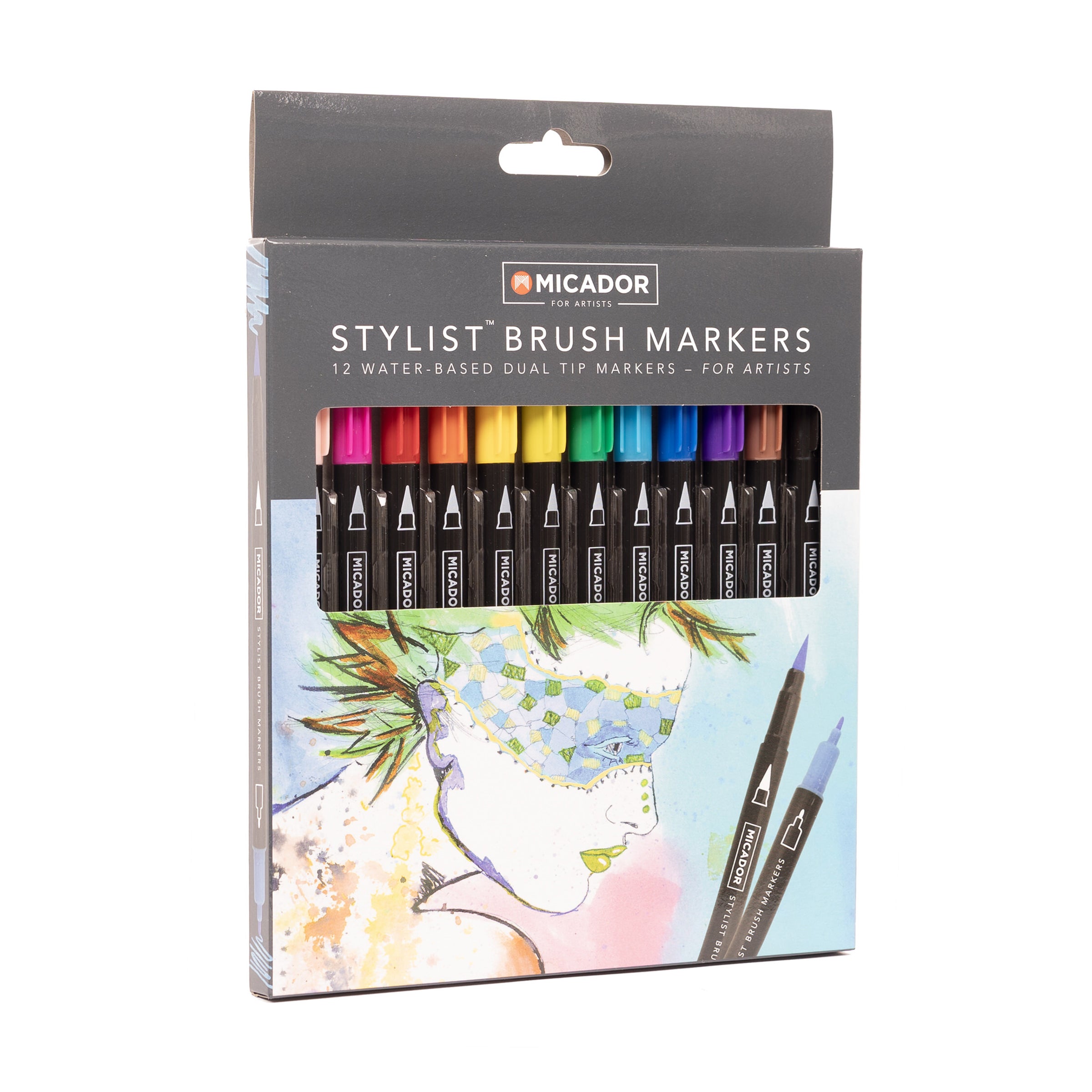 Stylist Brush Markers, Box 12  Micador For Artists