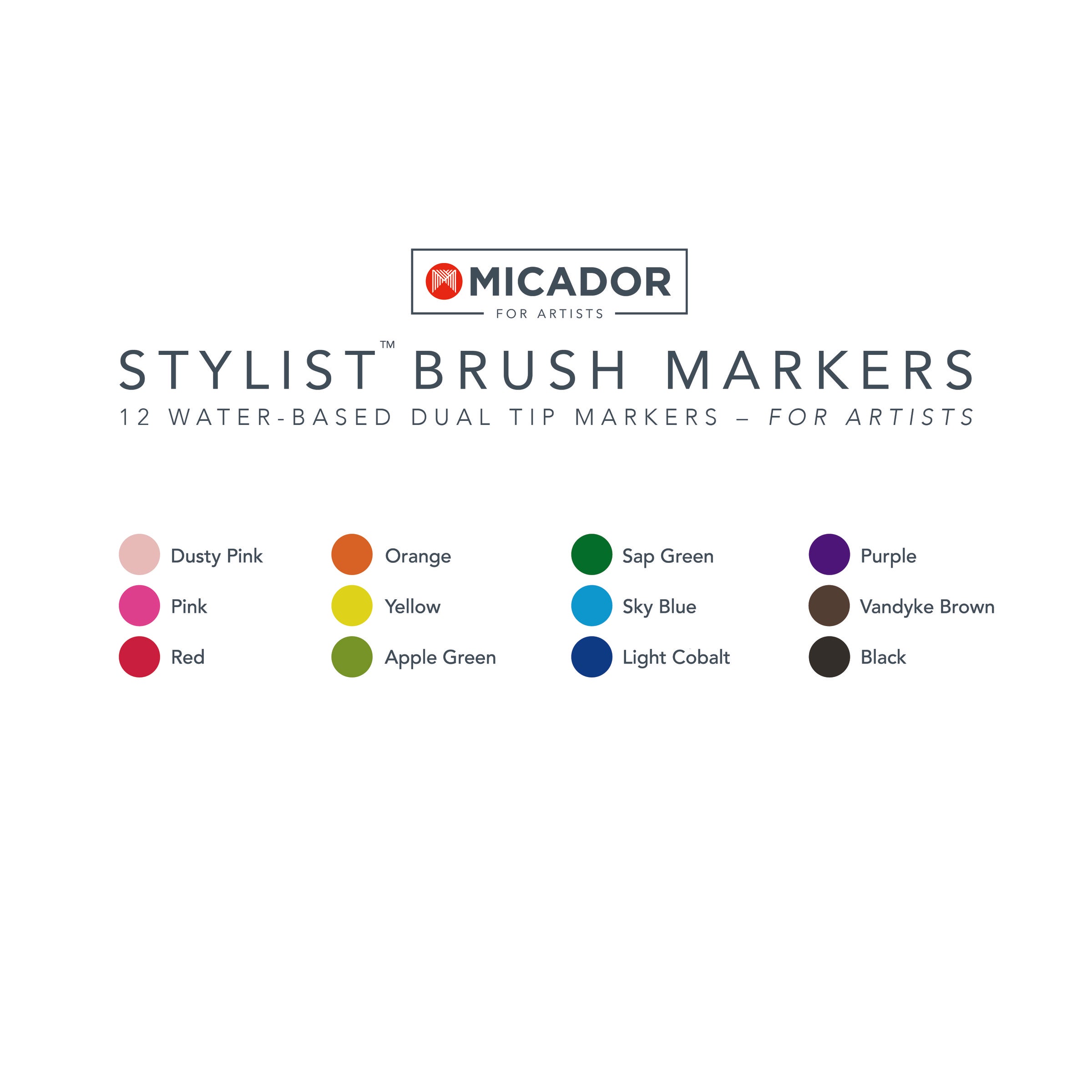 Stylist Brush Markers, Box 12  Micador For Artists