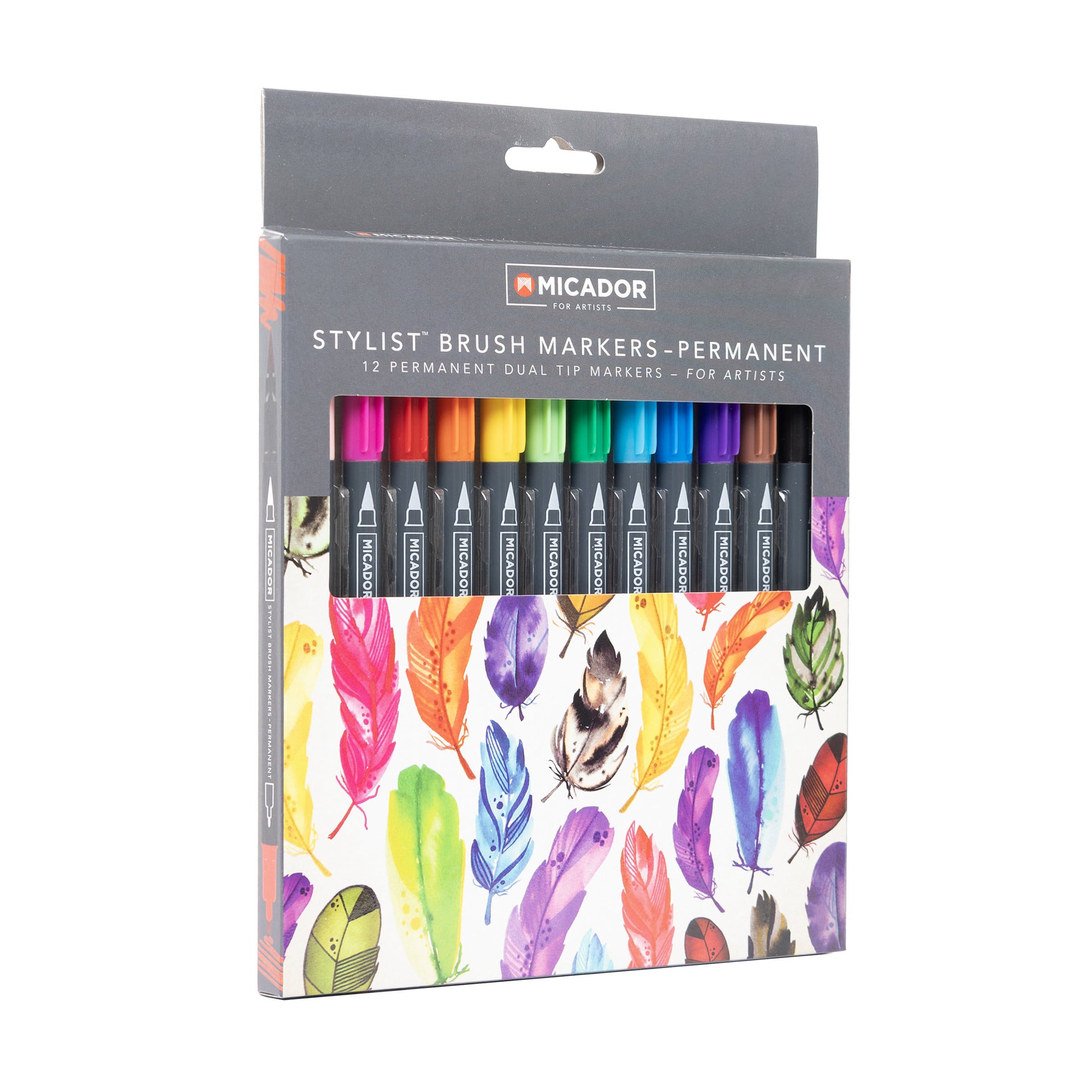 Stylist Brush Markers - Permanent, Box 12 Micador For Artists