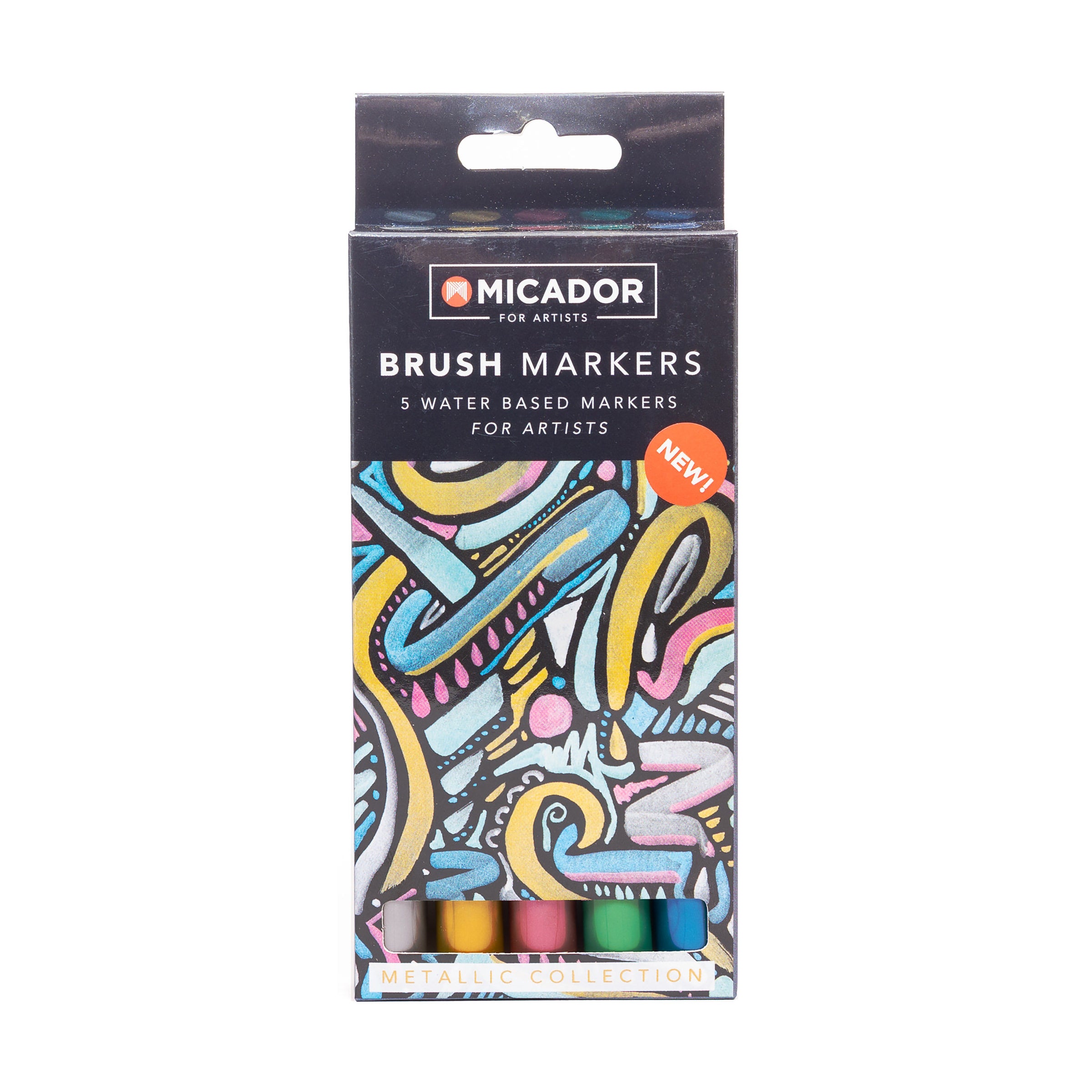Brush Markers - Metallic, Pack 5 Micador For Artists