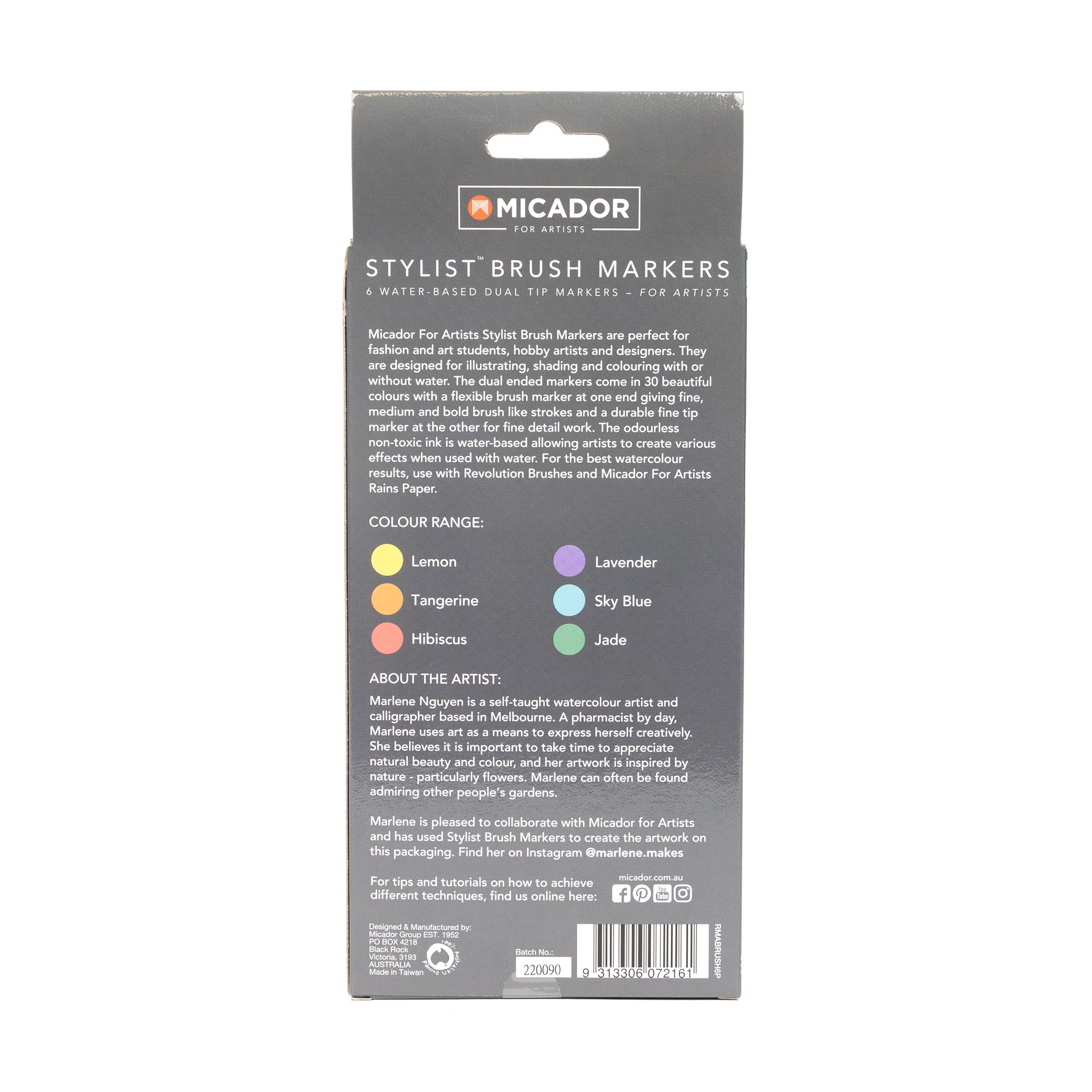 Stylist Brush Markers - Pastel Pack 6 Micador For Artists