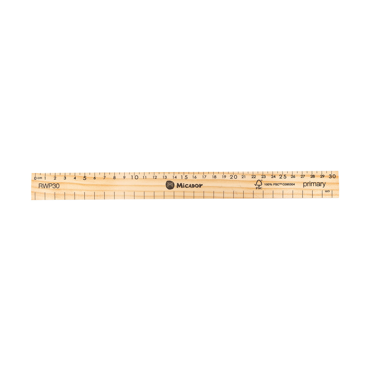 Wooden Ruler 30cm Primary FSC 100% Polished Micador