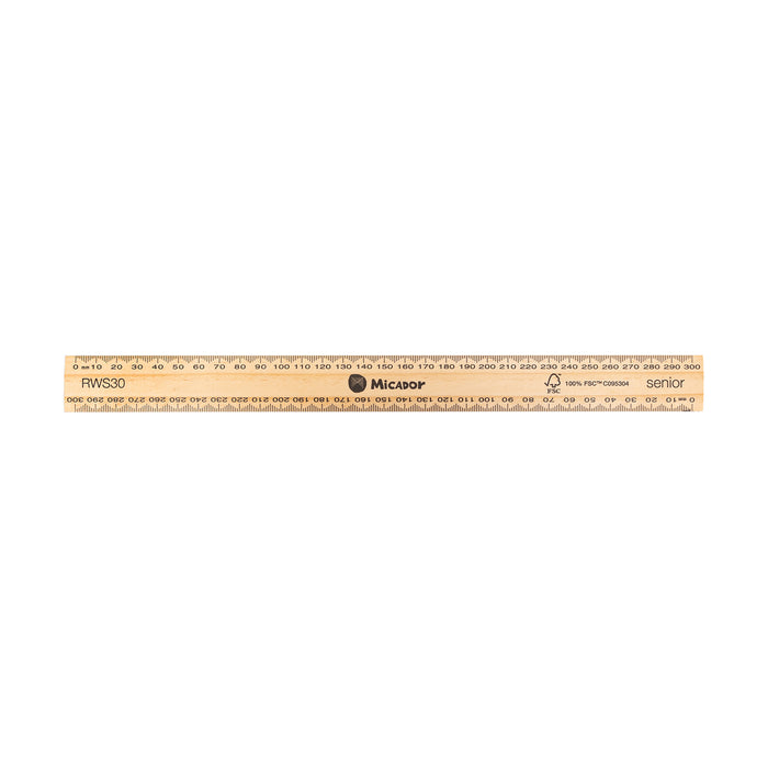 Wooden Ruler 30cm Senior FSC 100% Polished Micador