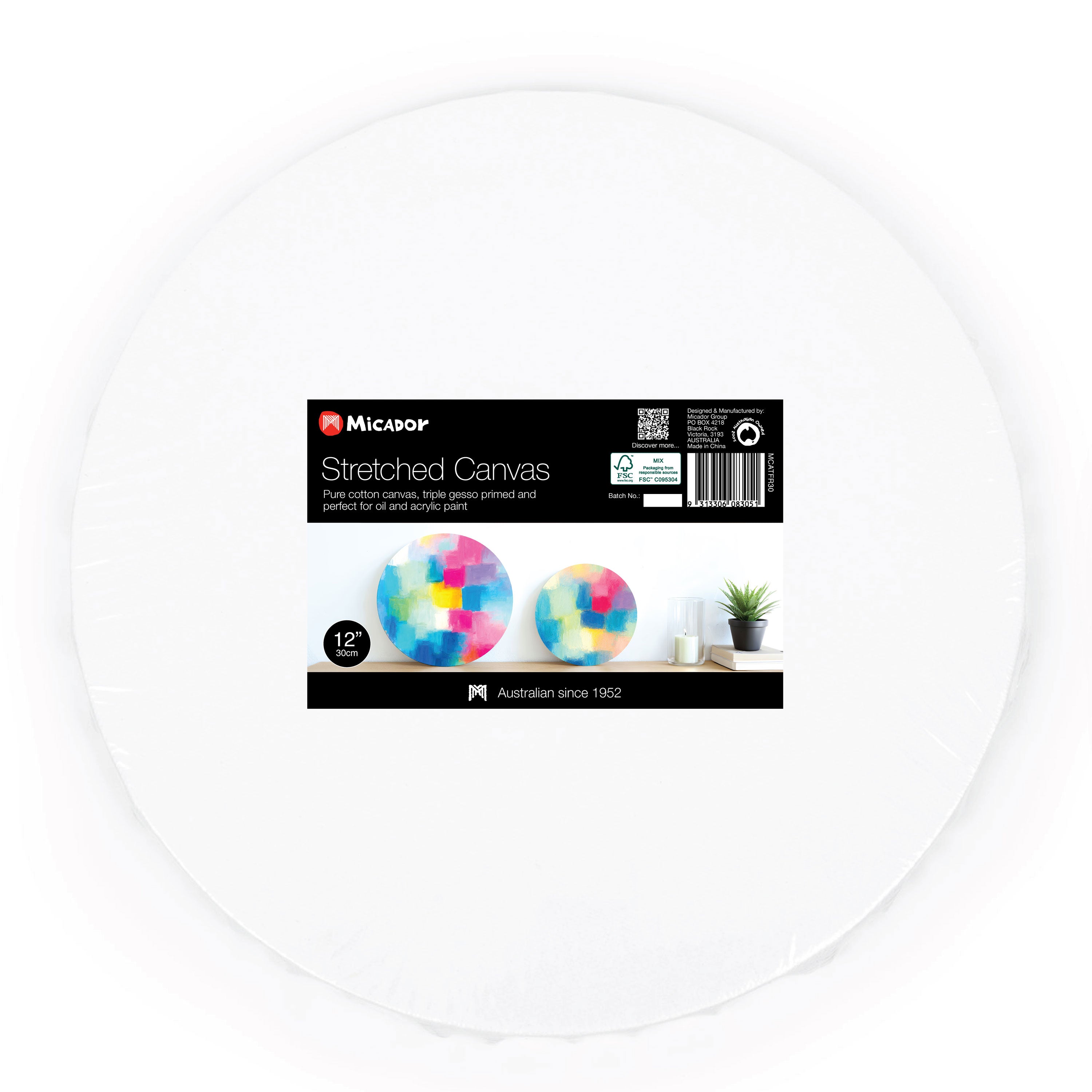 Stretched Canvas Round 30cm, FSC 100% Micador