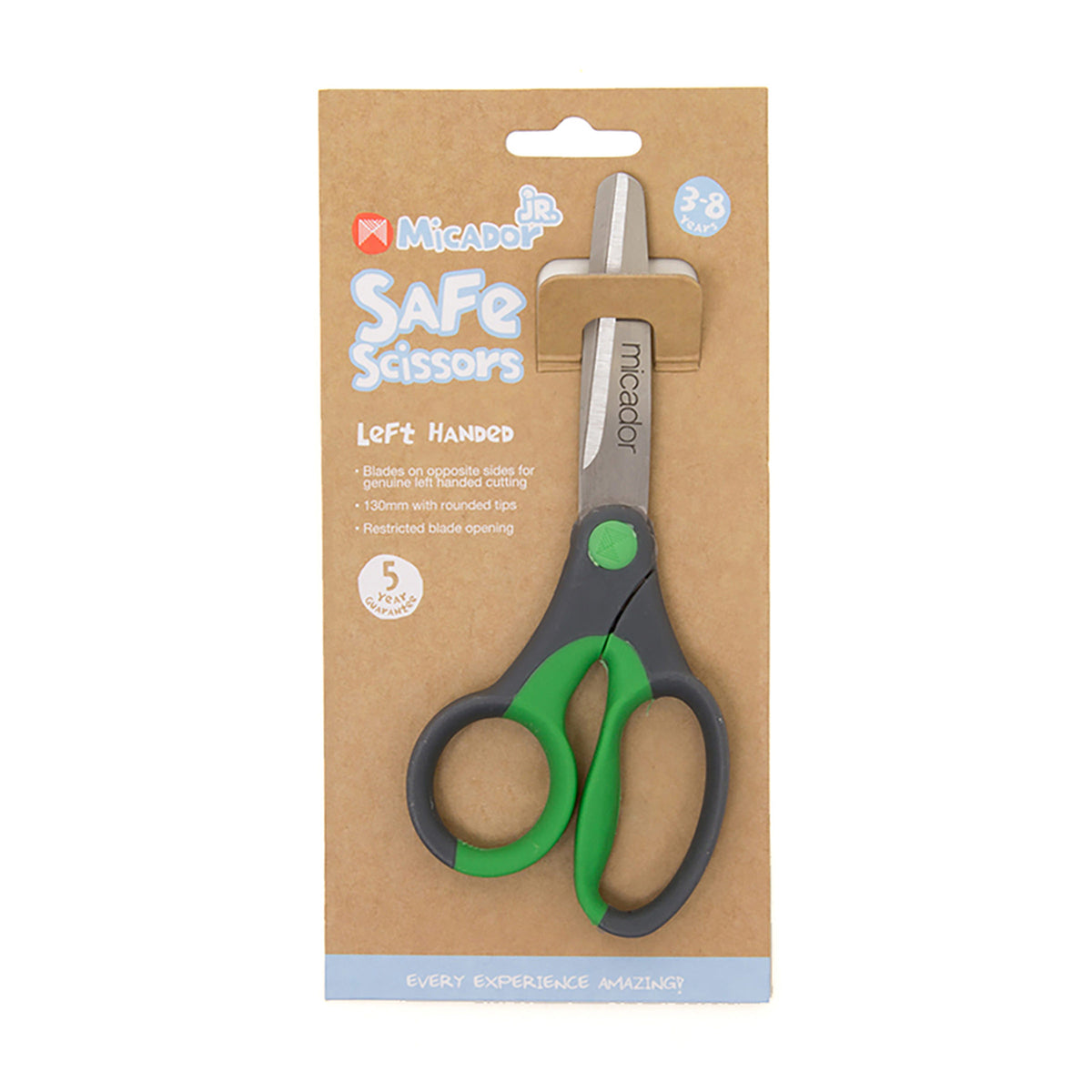 Safe Scissors - Green (Left Handed) 130mm | Micador