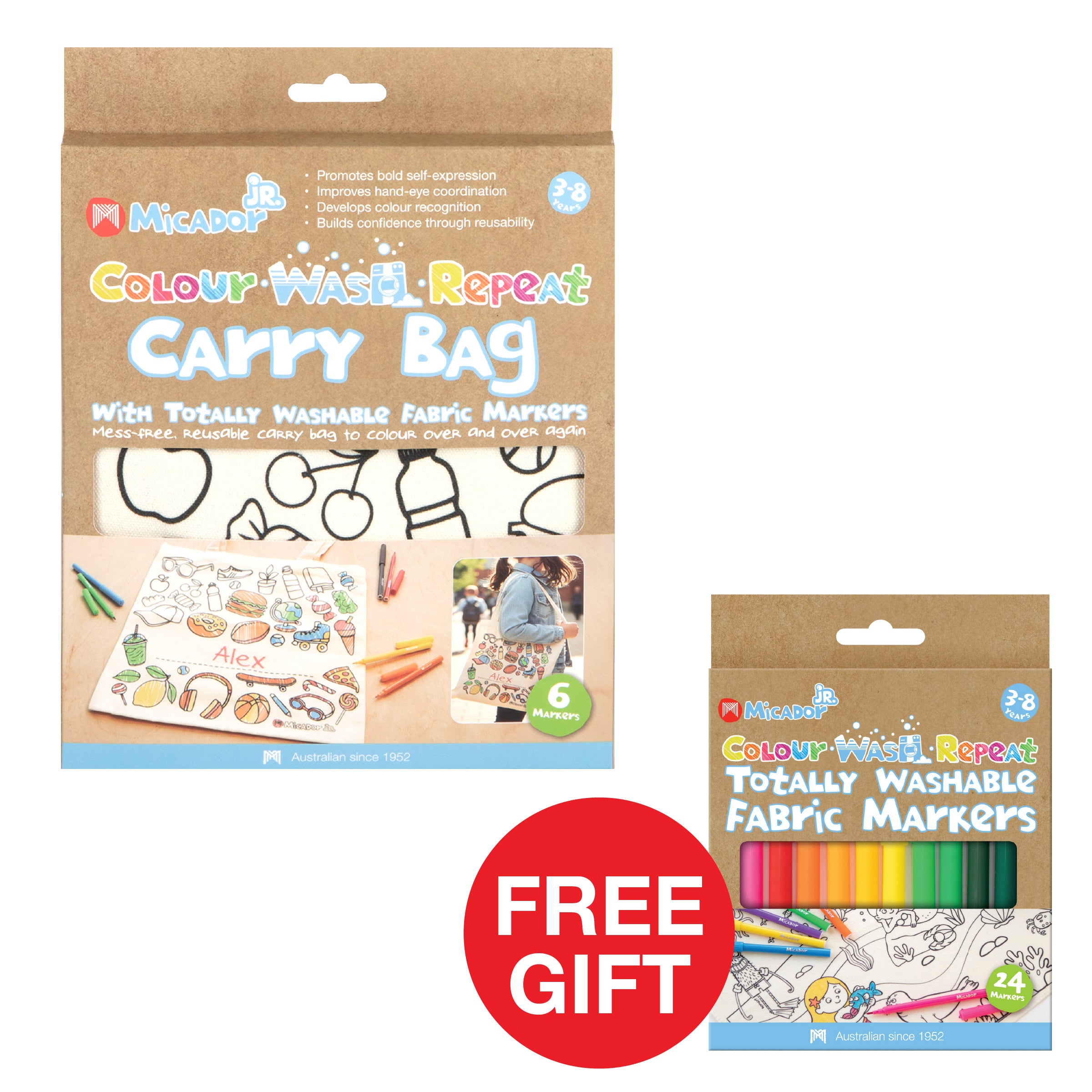 Colour Wash Repeat Carry Bag, 350 x 350mm, Micador jR.