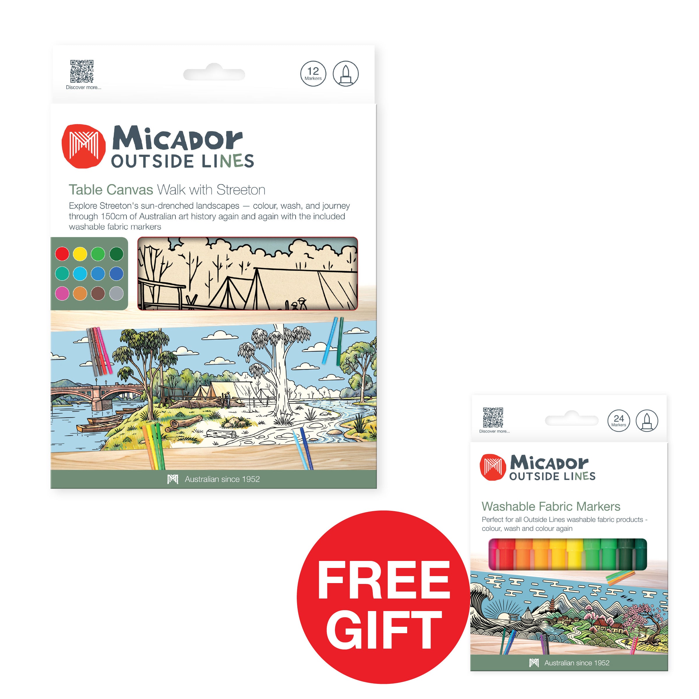 Walk With Streeton Table Canvas, 1500 x 450mm, Micador Outside Lines